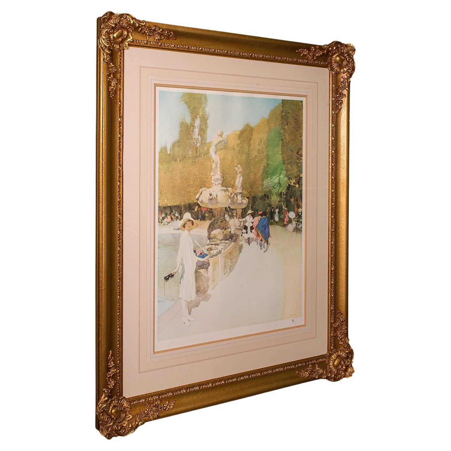 Gran impresión artística vintage de edición limitada, inglesa, enmarcada, William Russell Flint