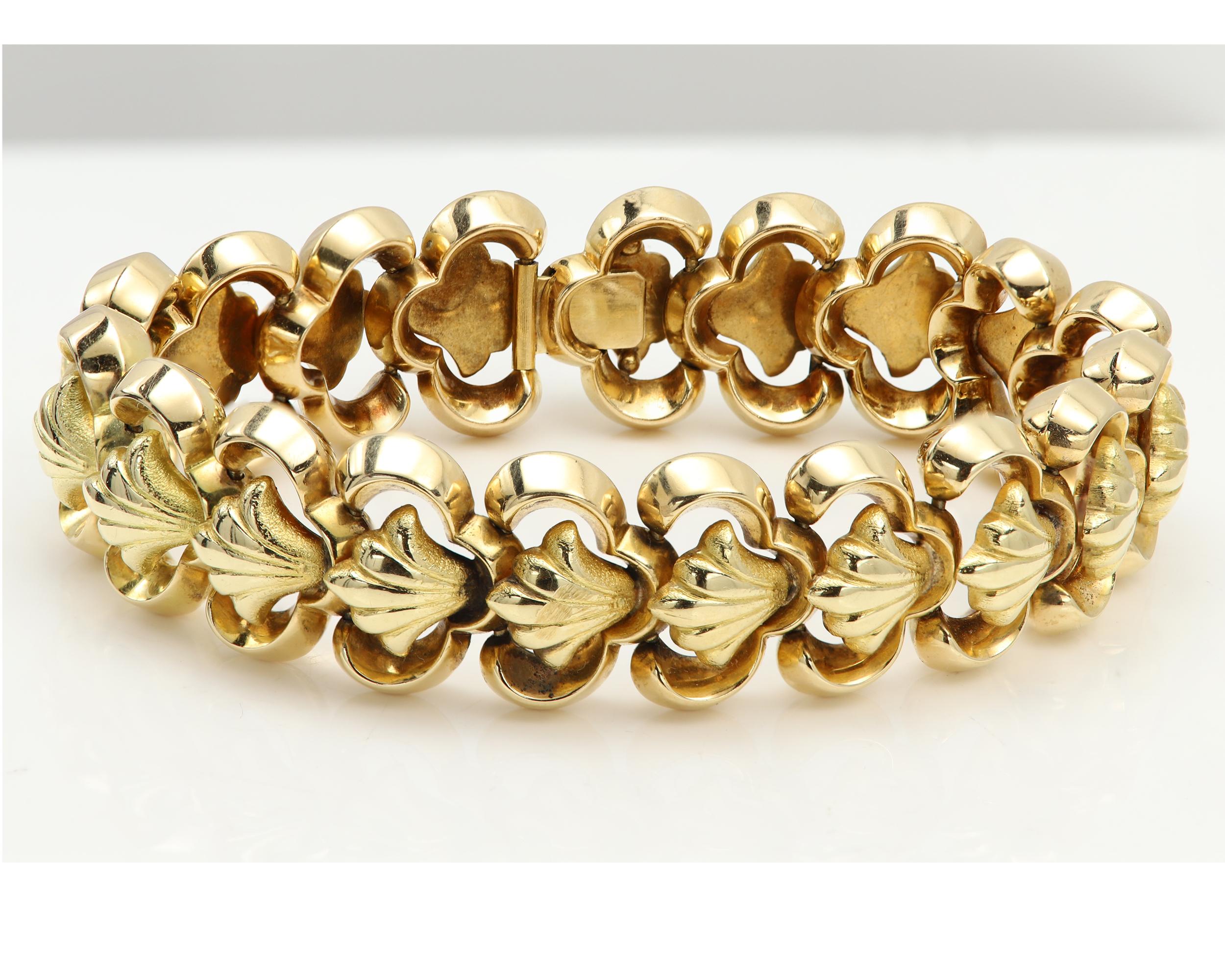 Grande bracciale A Link d'epoca, circa 1920, 18 carati in ottime condizioni in vendita 7