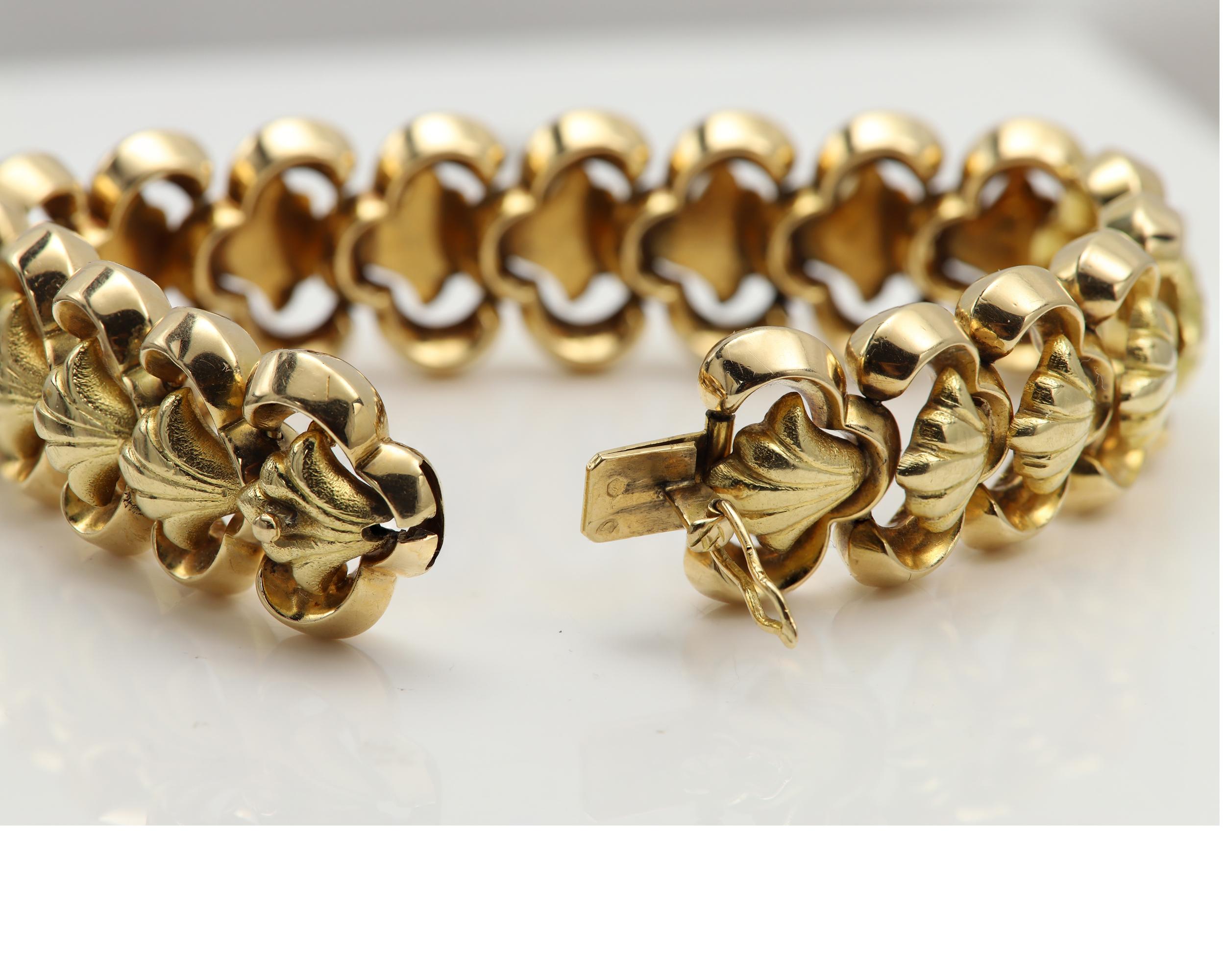 Grande bracciale A Link d'epoca, circa 1920, 18 carati in ottime condizioni in vendita 8