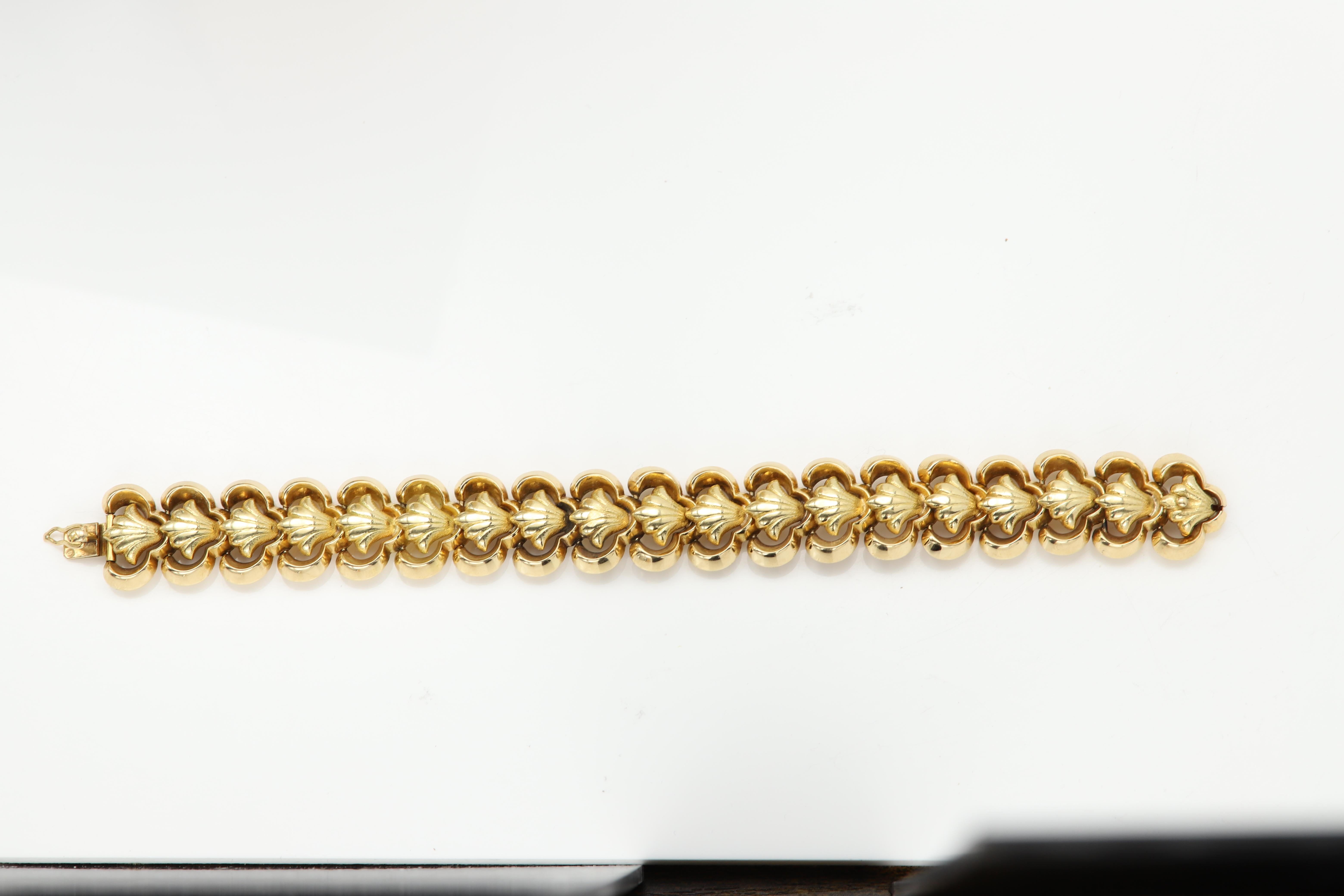 da uomo o donna Grande bracciale A Link d'epoca, circa 1920, 18 carati in ottime condizioni in vendita