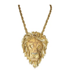 Large Vintage Lion’s Head Pendant Necklace