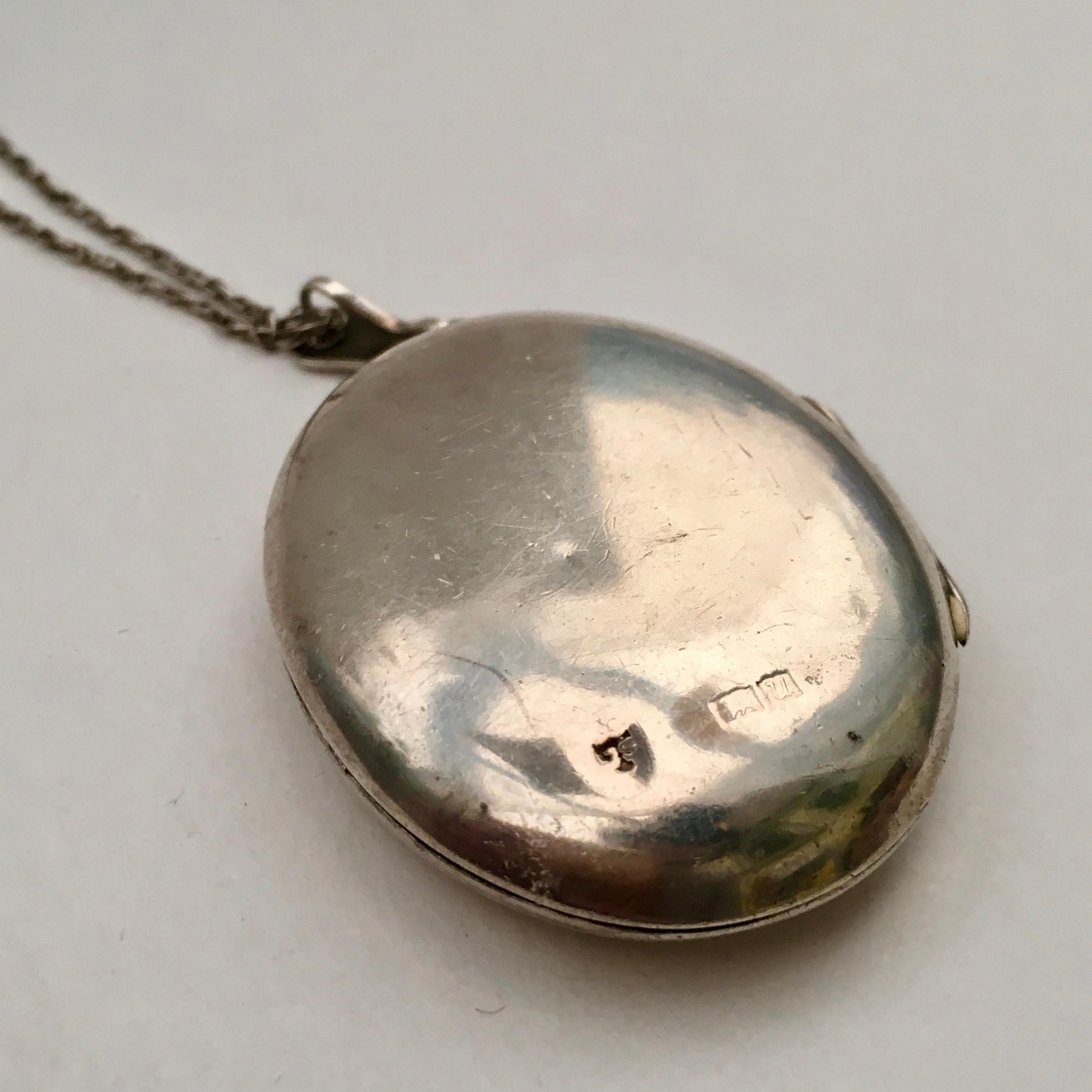 art deco silver locket