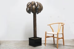Large Vintage Maison Jansen Palm Floor lamp by Christian Techoueyres 1970 brass