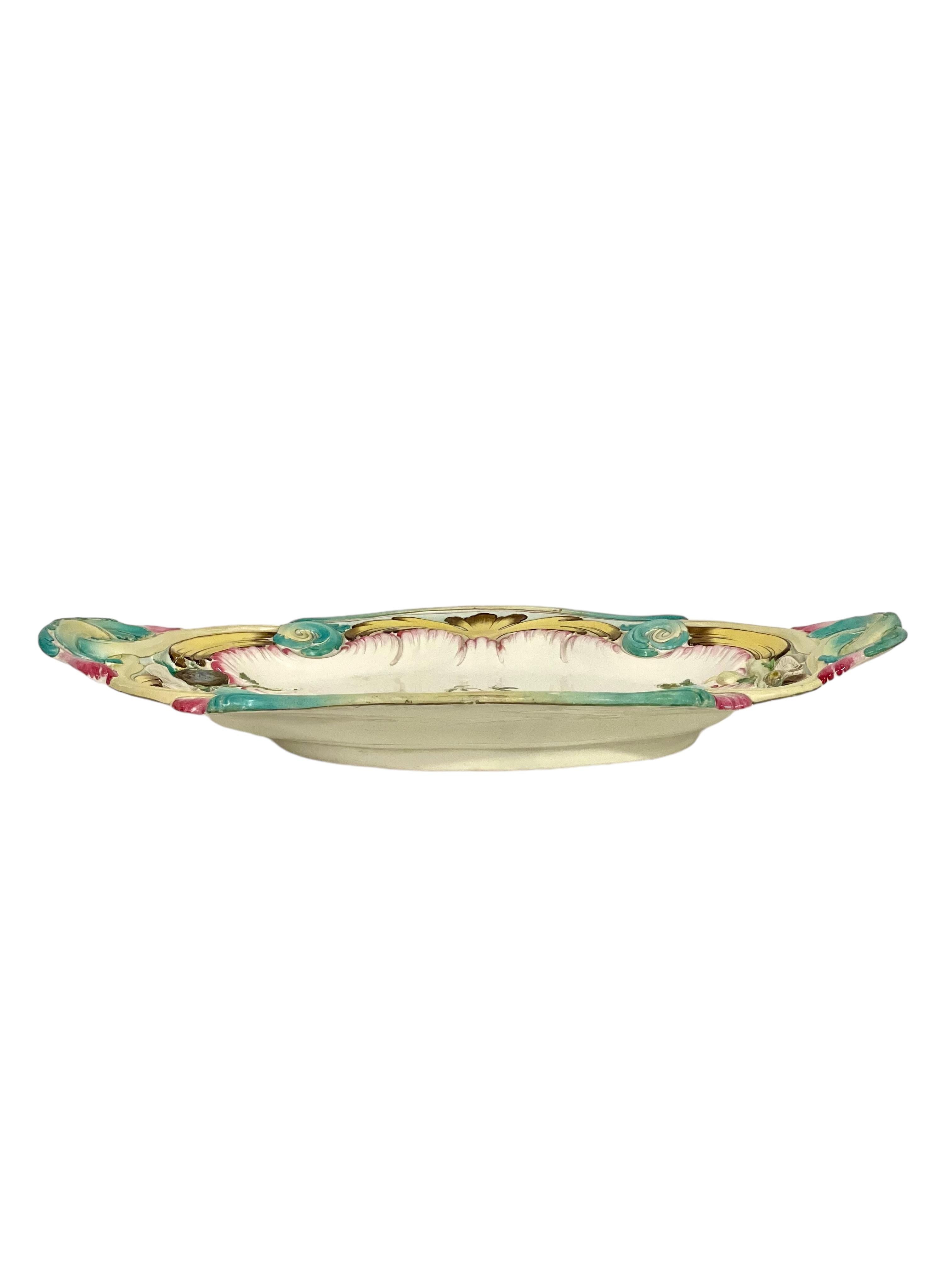 19th Century Large Majolica Serving Platter For Sale 2