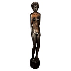 Gran escultura vintage malgache de palisandro tallada a mano - Años 50 - 2Y408