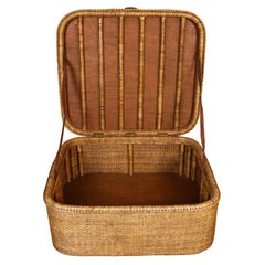 Large Vintage Malaysian Wicker Trunk Table