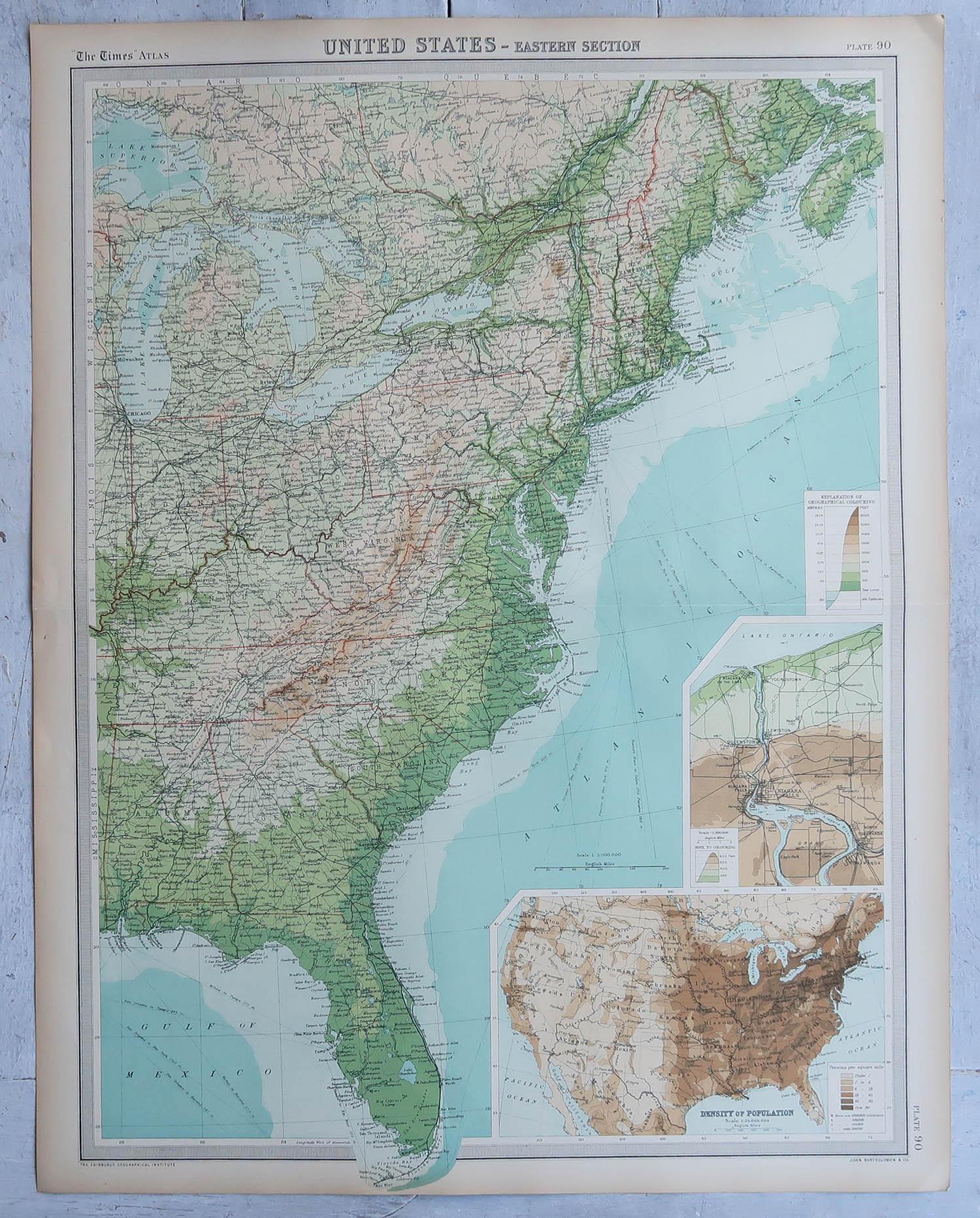 Other Large Vintage Maps of the United States, in 3 Sections, 1920 For Sale