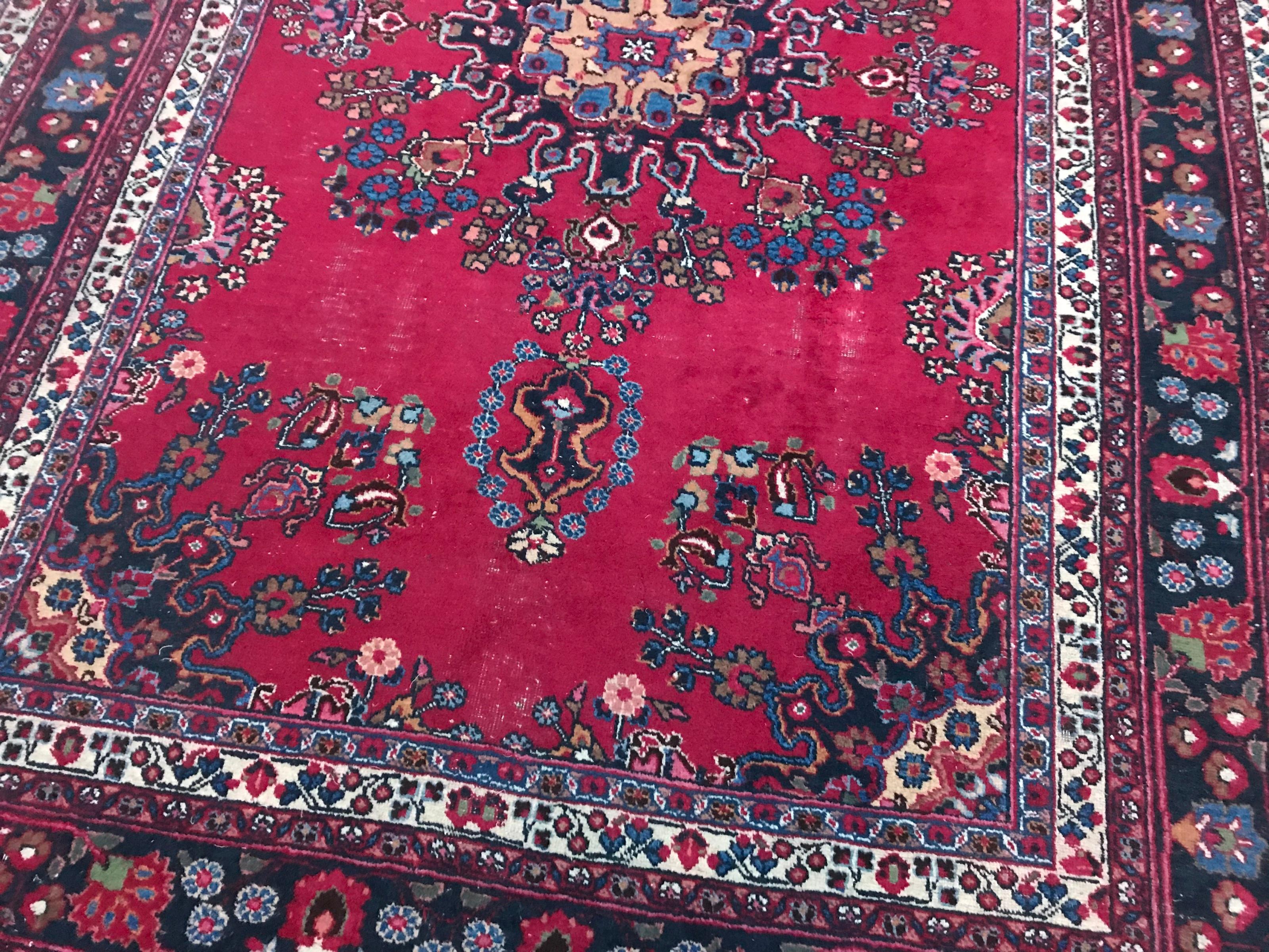 Bobyrug's Großer Vintage Mashhad-Teppich im Angebot 4