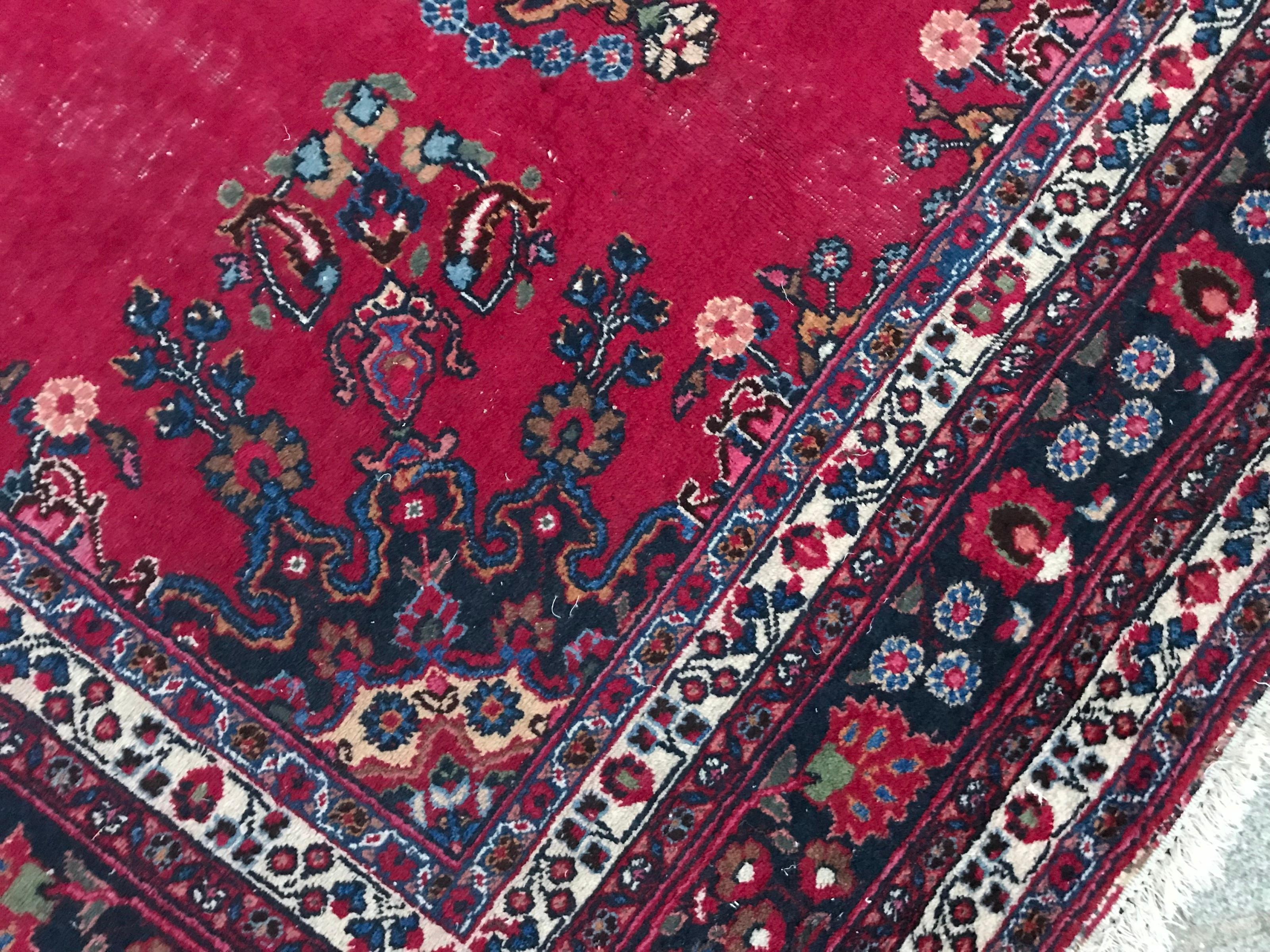 Bobyrug's Großer Vintage Mashhad-Teppich (Kirman) im Angebot