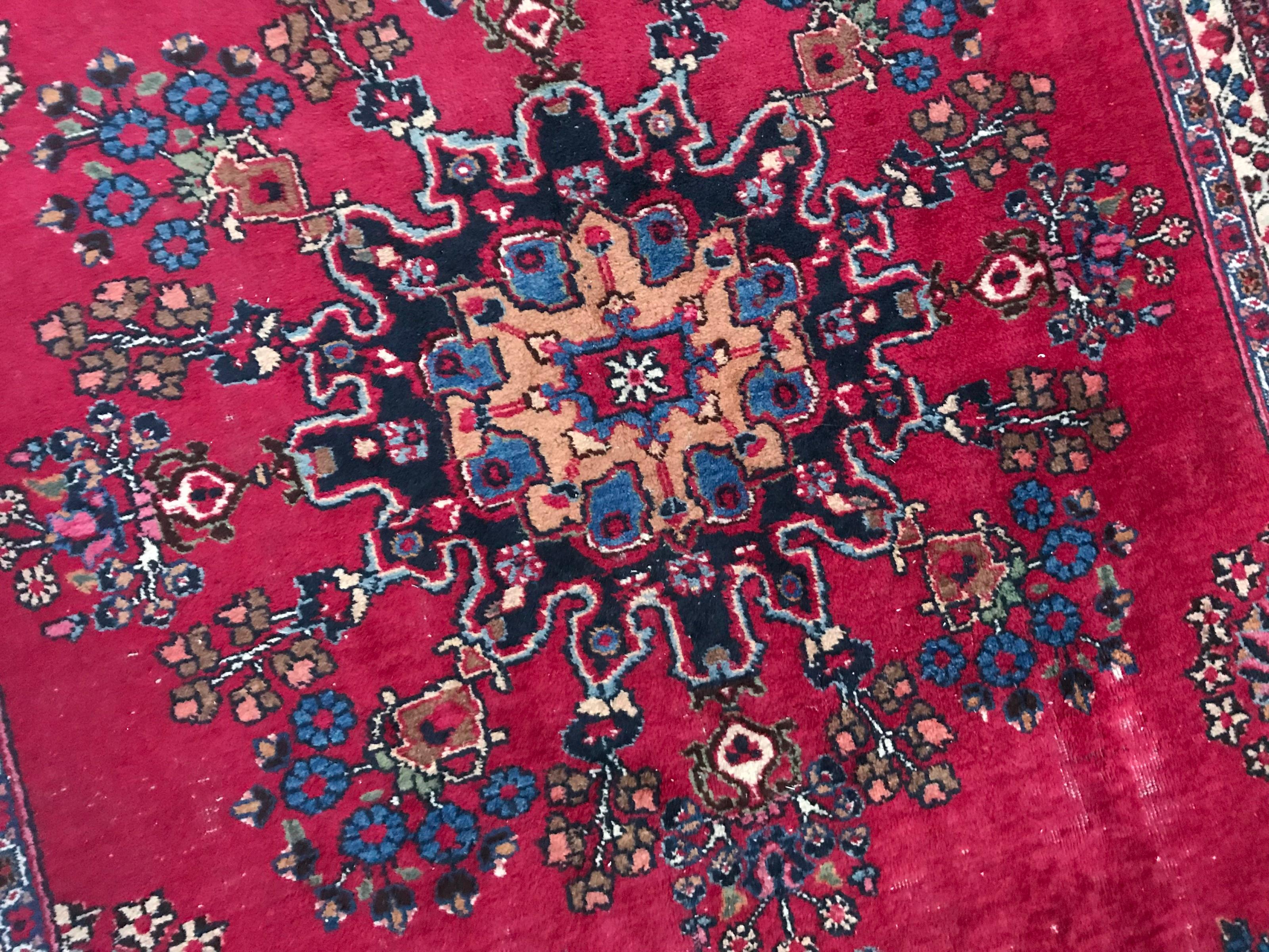 Central Asian Large Vintage Mashhad Rug