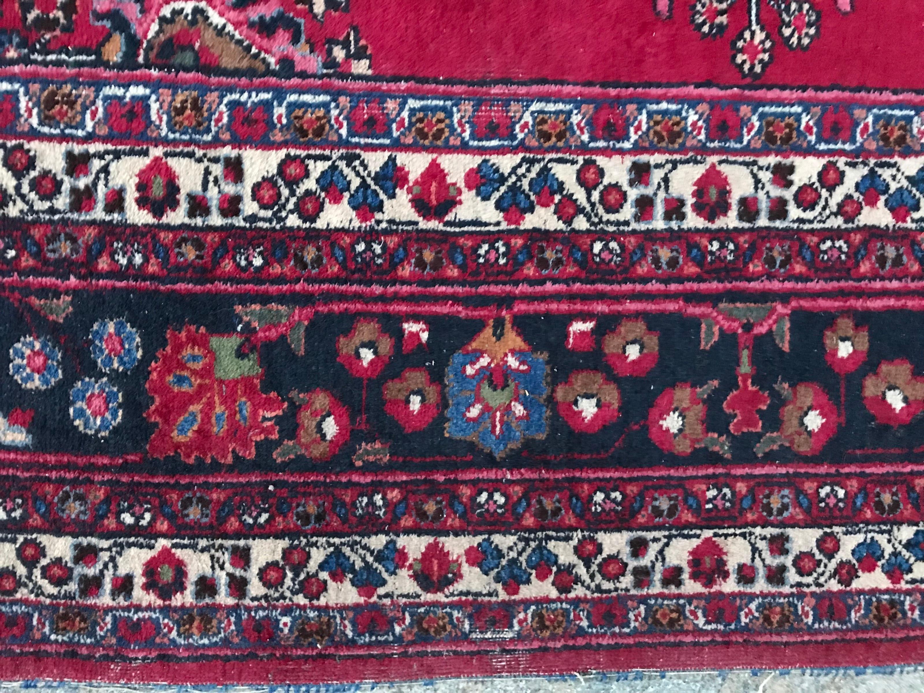 Bobyrug's Großer Vintage Mashhad-Teppich (Baumwolle) im Angebot