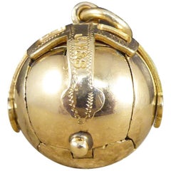 Large Vintage Masonic Folding Orb Gold Pendant in Silver and Gold