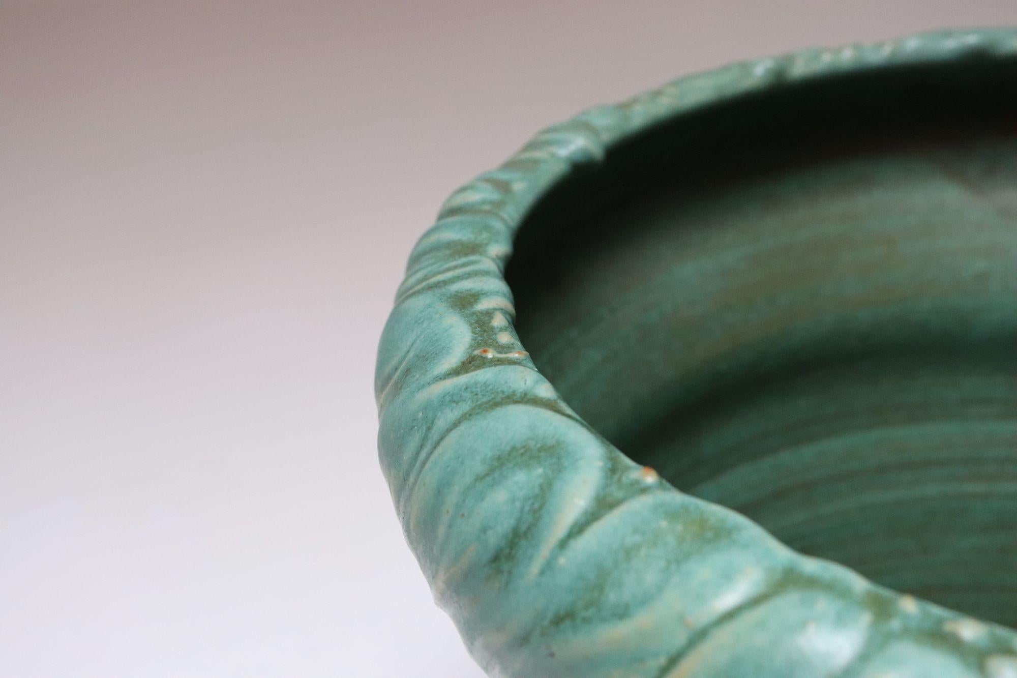 Grand vase vintage en céramique émaillée matte sarcelle et vert par Deanna Nichols en vente 6