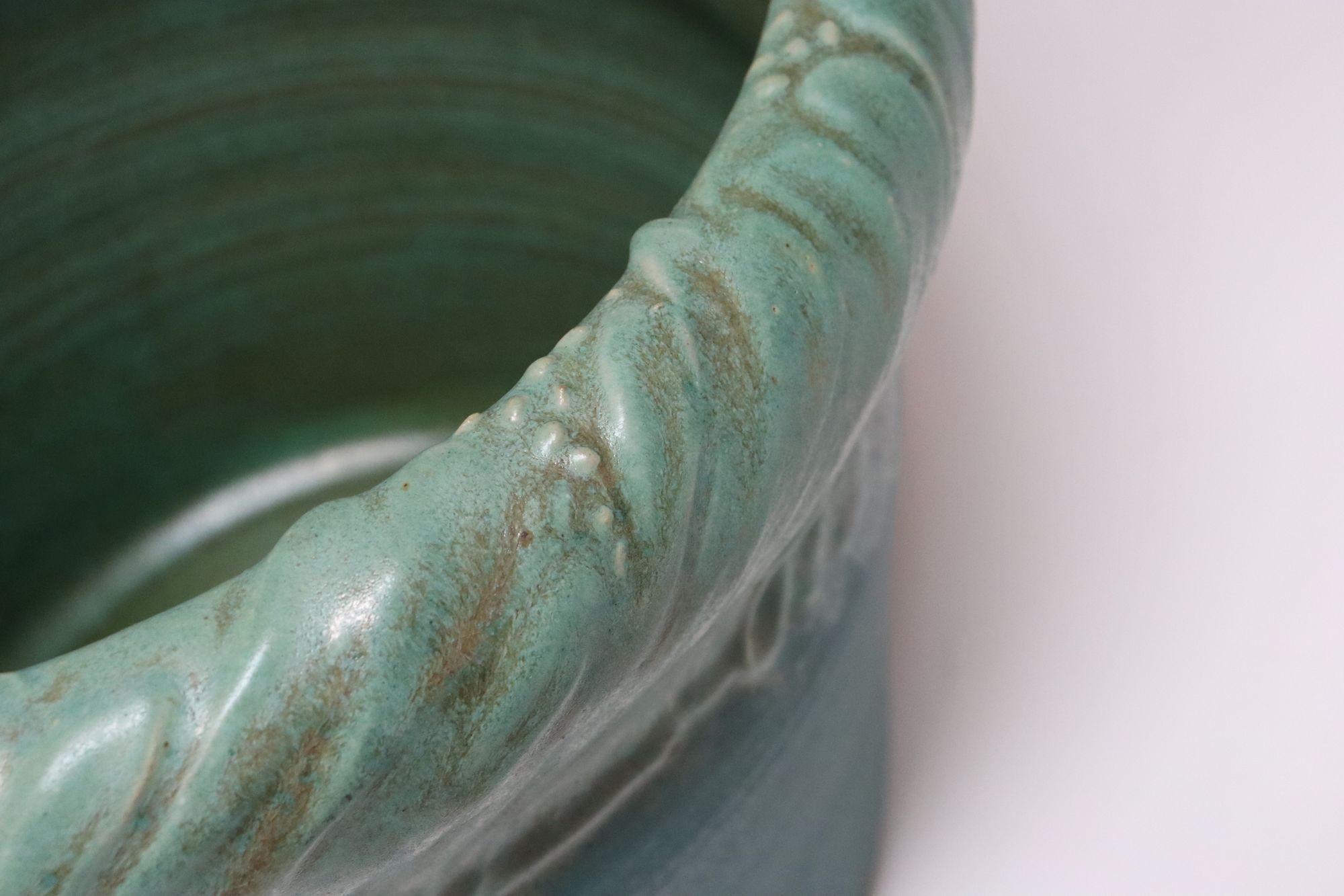 Grand vase vintage en céramique émaillée matte sarcelle et vert par Deanna Nichols en vente 7