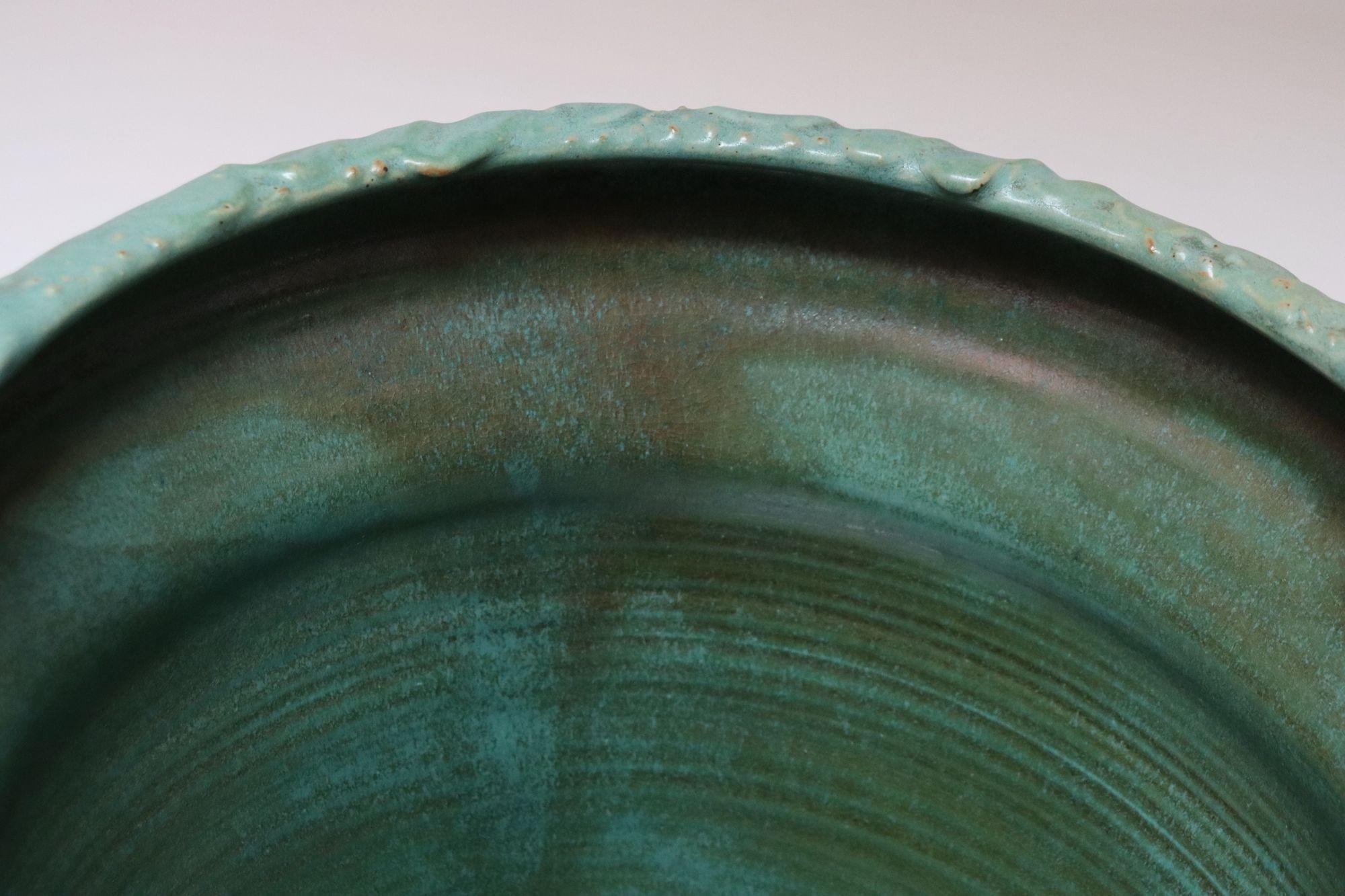 Grand vase vintage en céramique émaillée matte sarcelle et vert par Deanna Nichols en vente 8