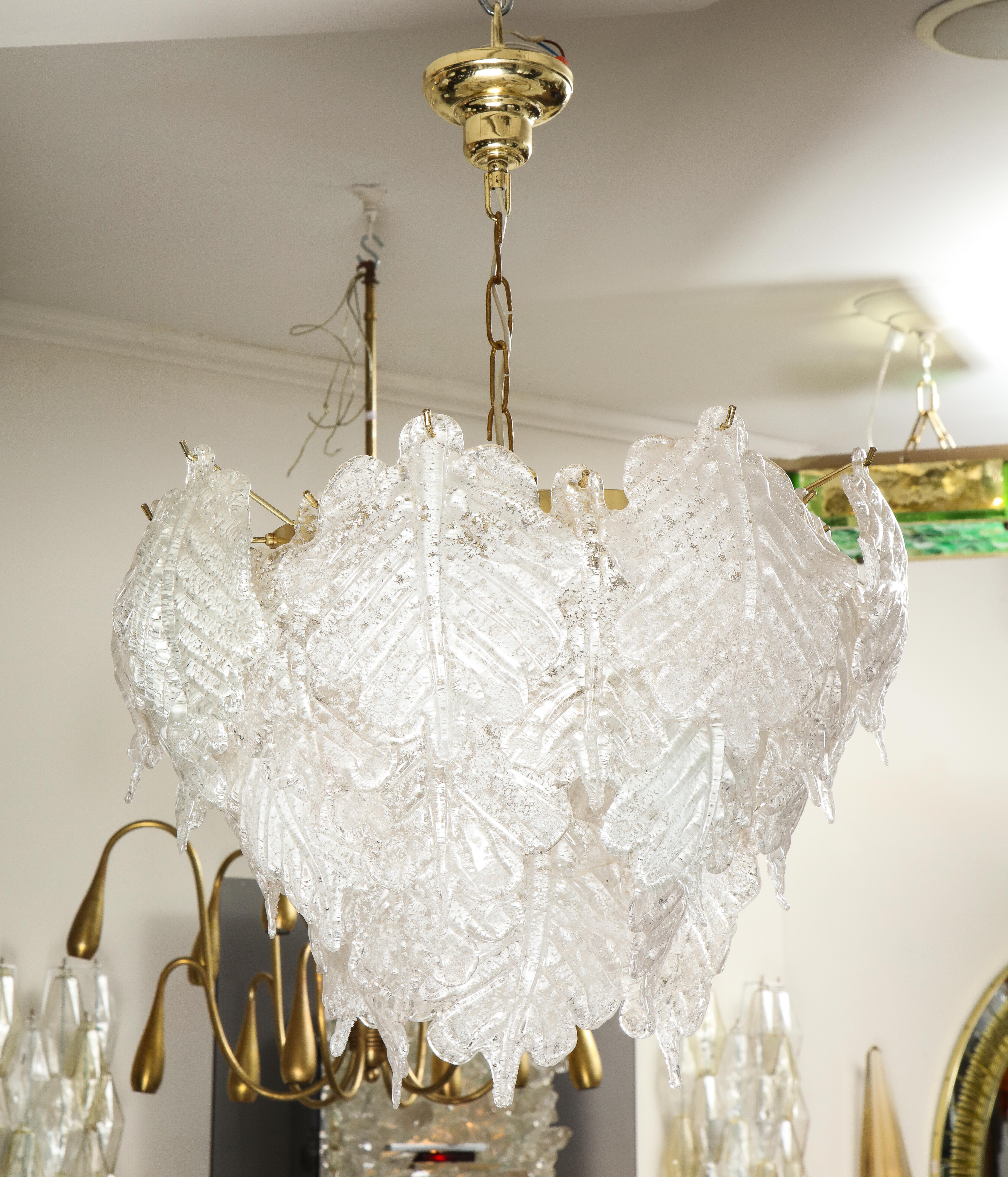 Large Vintage Mazzega Murano Ice Frost Chandelier 7