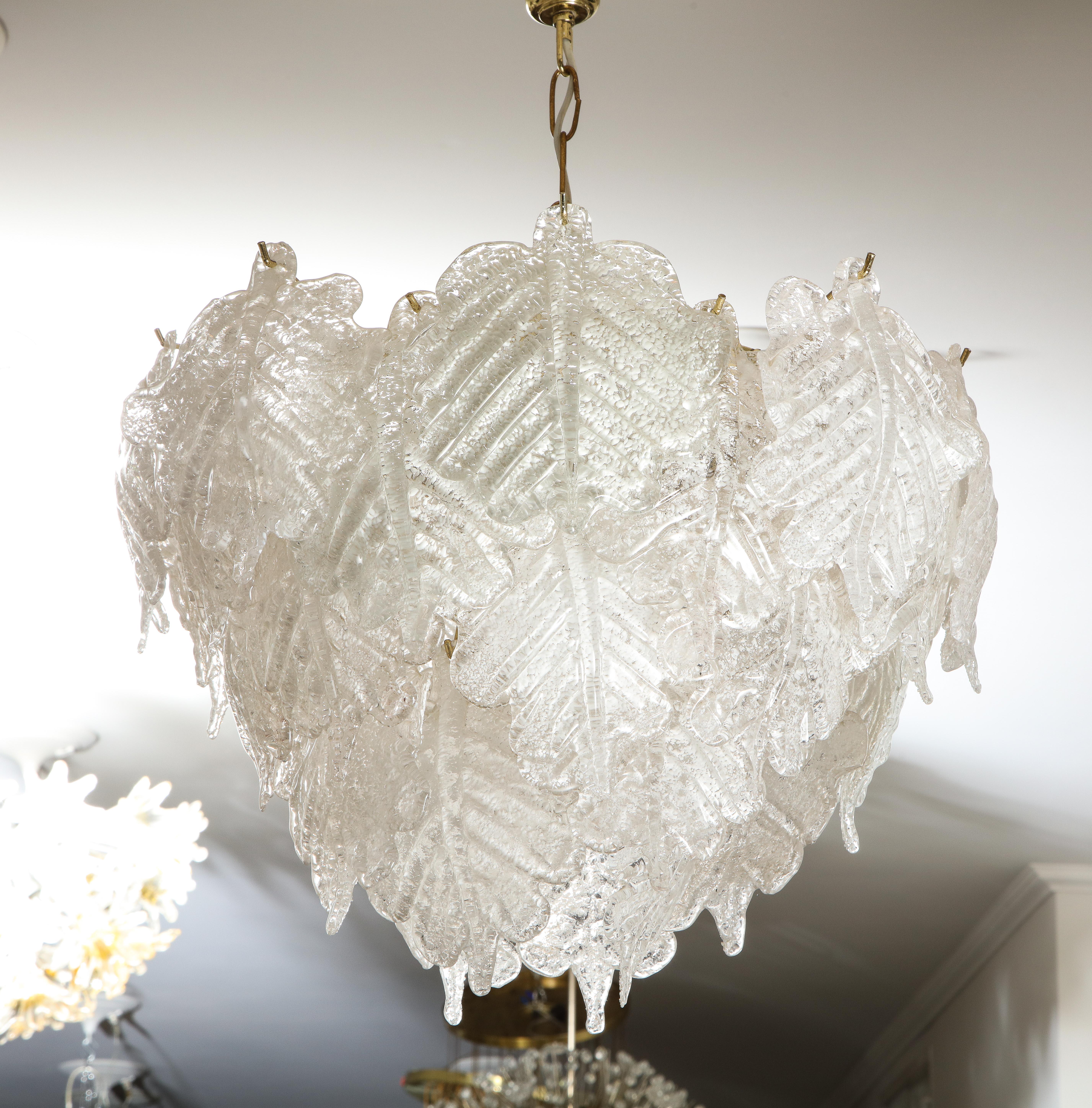 Polished Large Vintage Mazzega Murano Ice Frost Chandelier