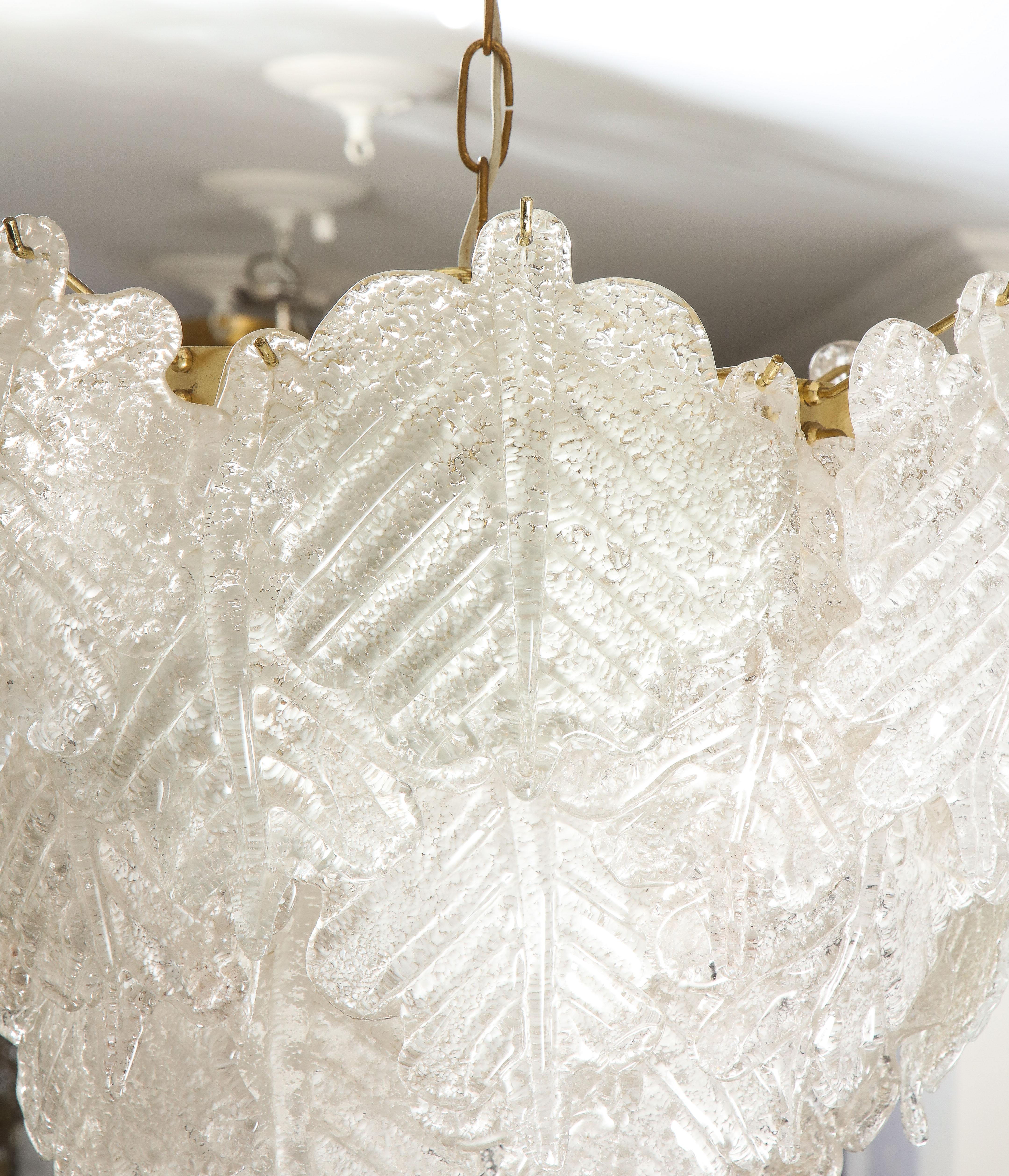 20th Century Large Vintage Mazzega Murano Ice Frost Chandelier
