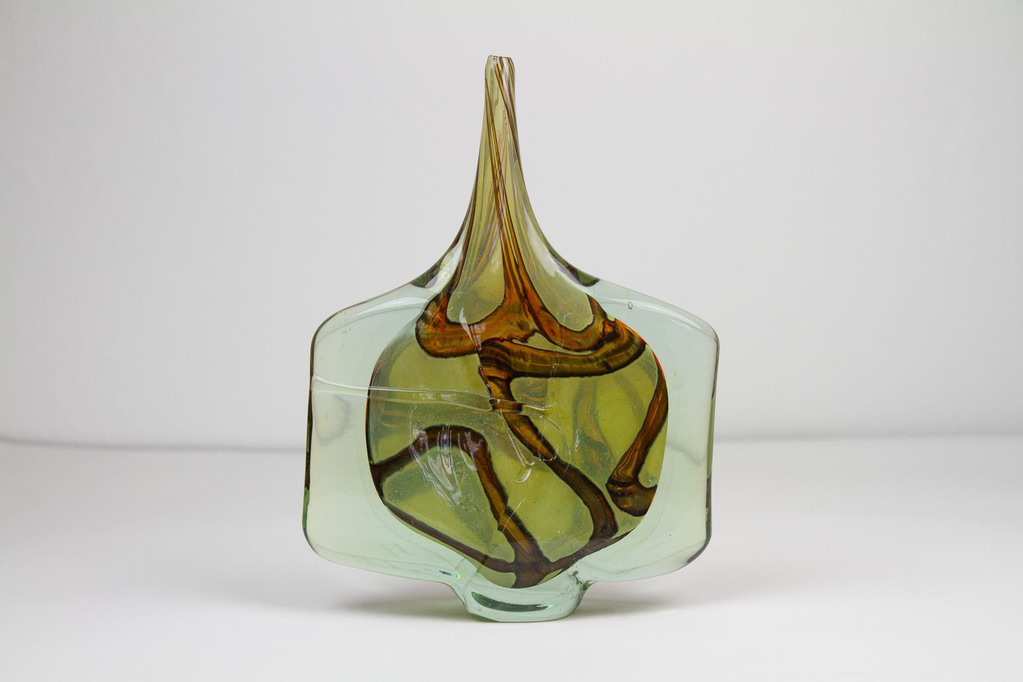 Large Vintage Mdina Glass Fish Vase by Michael Harris, 1980. For Sale 6