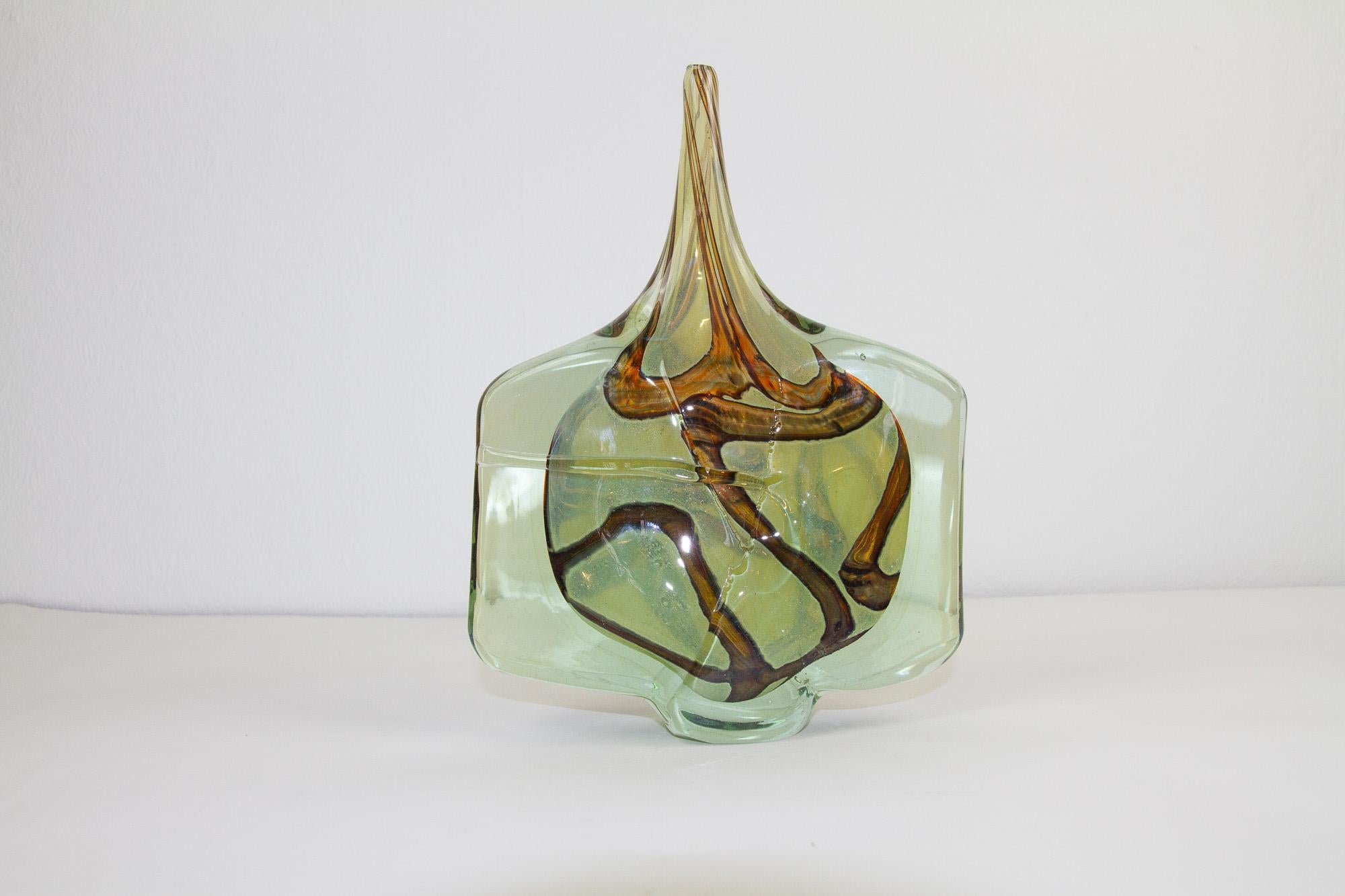 Large Vintage Mdina Glass Fish Vase by Michael Harris, 1980.
Iconic Maltese hand crafted art glass vase 