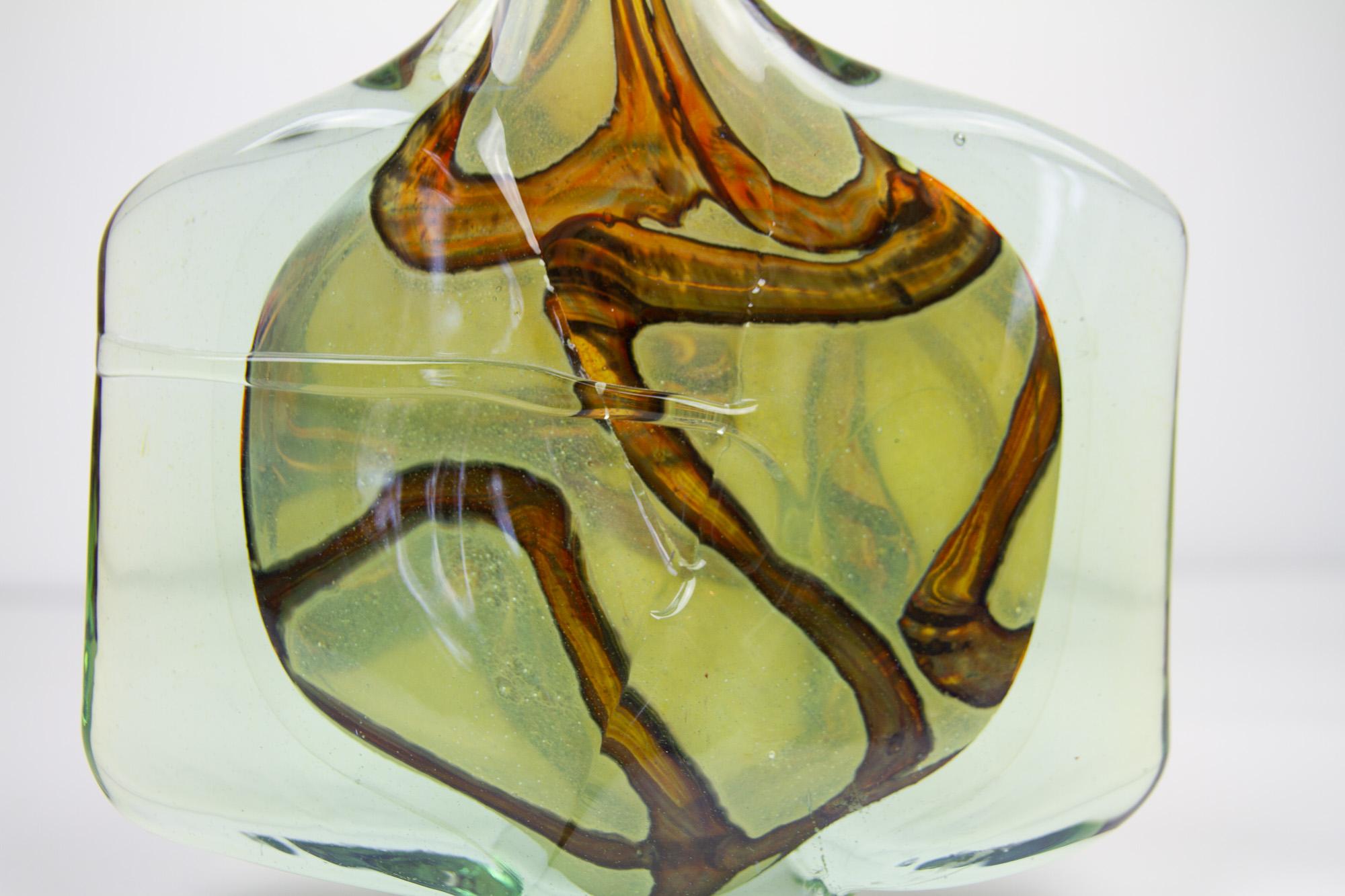 Late 20th Century Large Vintage Mdina Glass Fish Vase by Michael Harris, 1980. For Sale