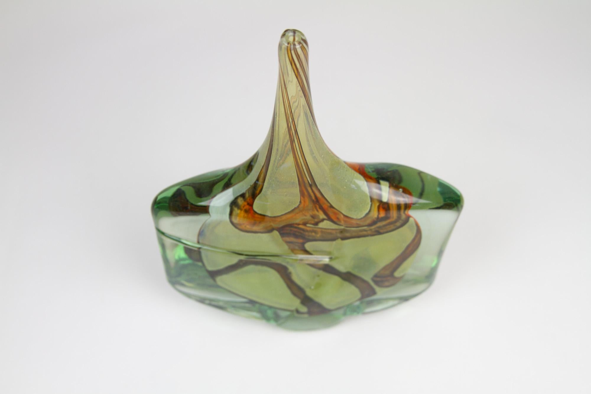 Art Glass Large Vintage Mdina Glass Fish Vase by Michael Harris, 1980. For Sale