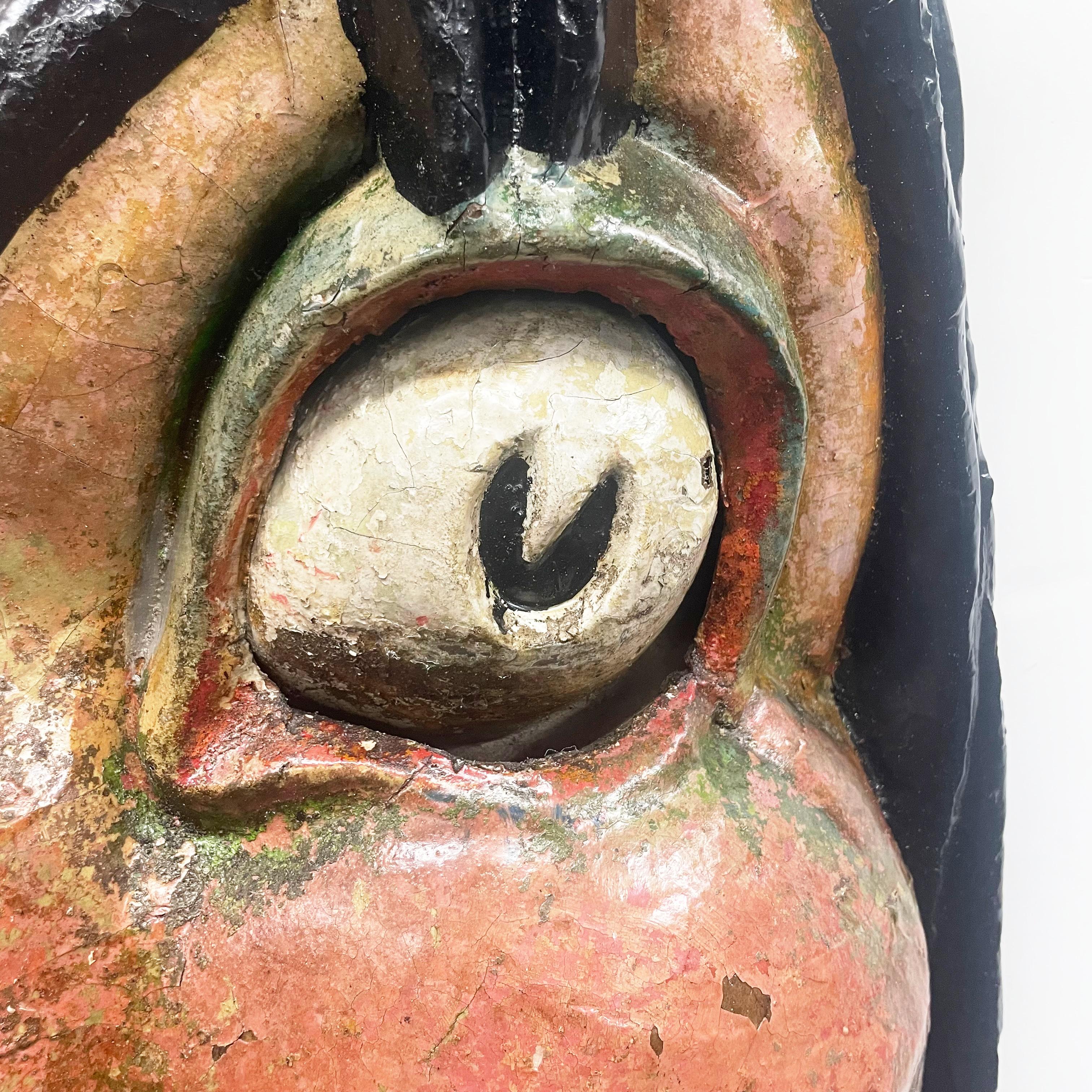 Large Vintage Mechanical Papier-Mâché Witches Head from Carnival Haunted House In Good Condition In Lafayette, IN