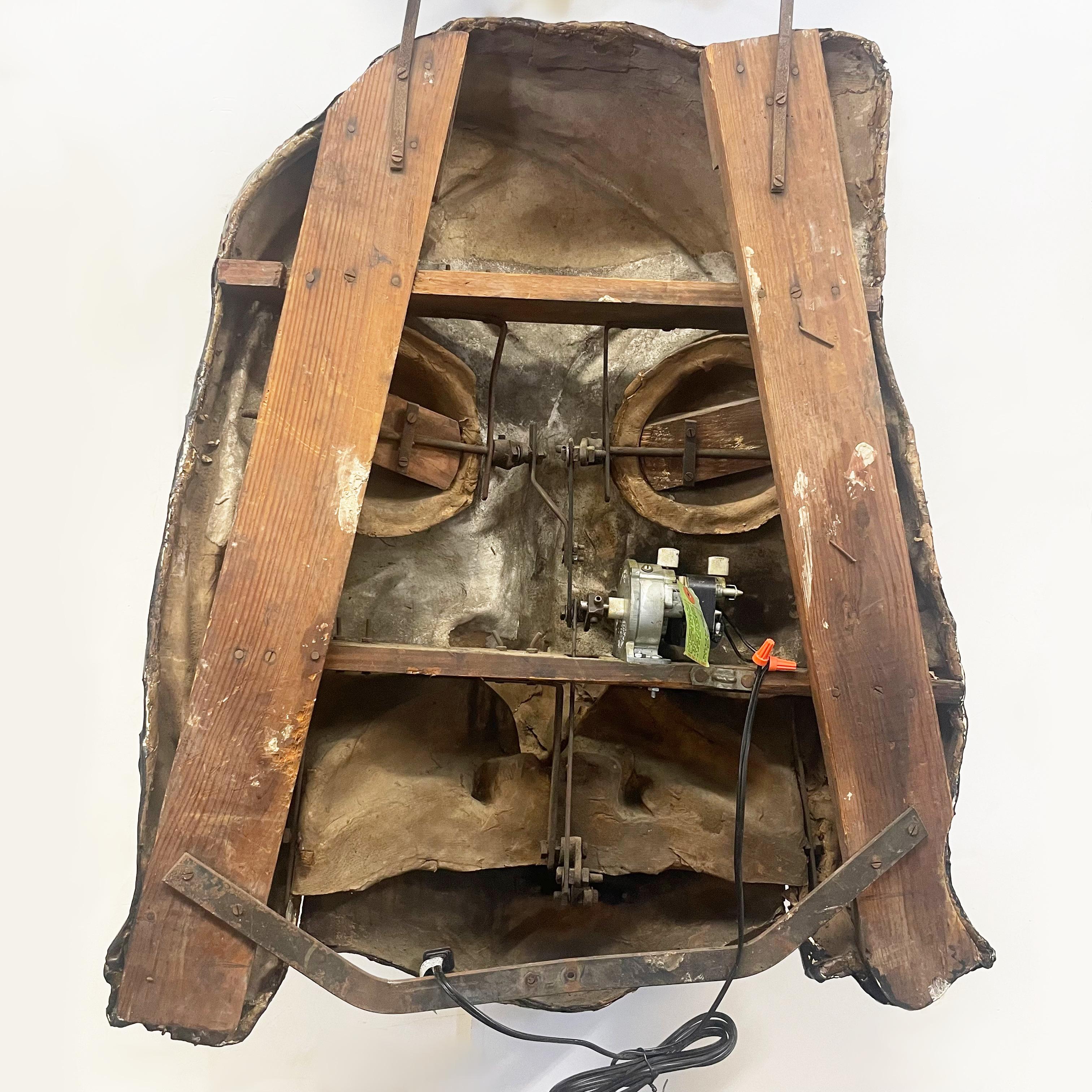 Steel Large Vintage Mechanical Papier-Mâché Witches Head from Carnival Haunted House