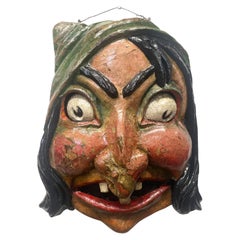 Large Vintage Mechanical Papier-Mâché Witches Head from Carnival Haunted House