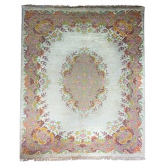 Large Vintage Medallion Design Pink Wool Oriental Style Rug