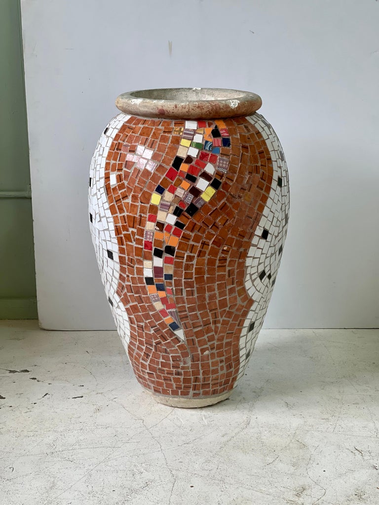 Large Vintage Mediterranean Mosaic Planter