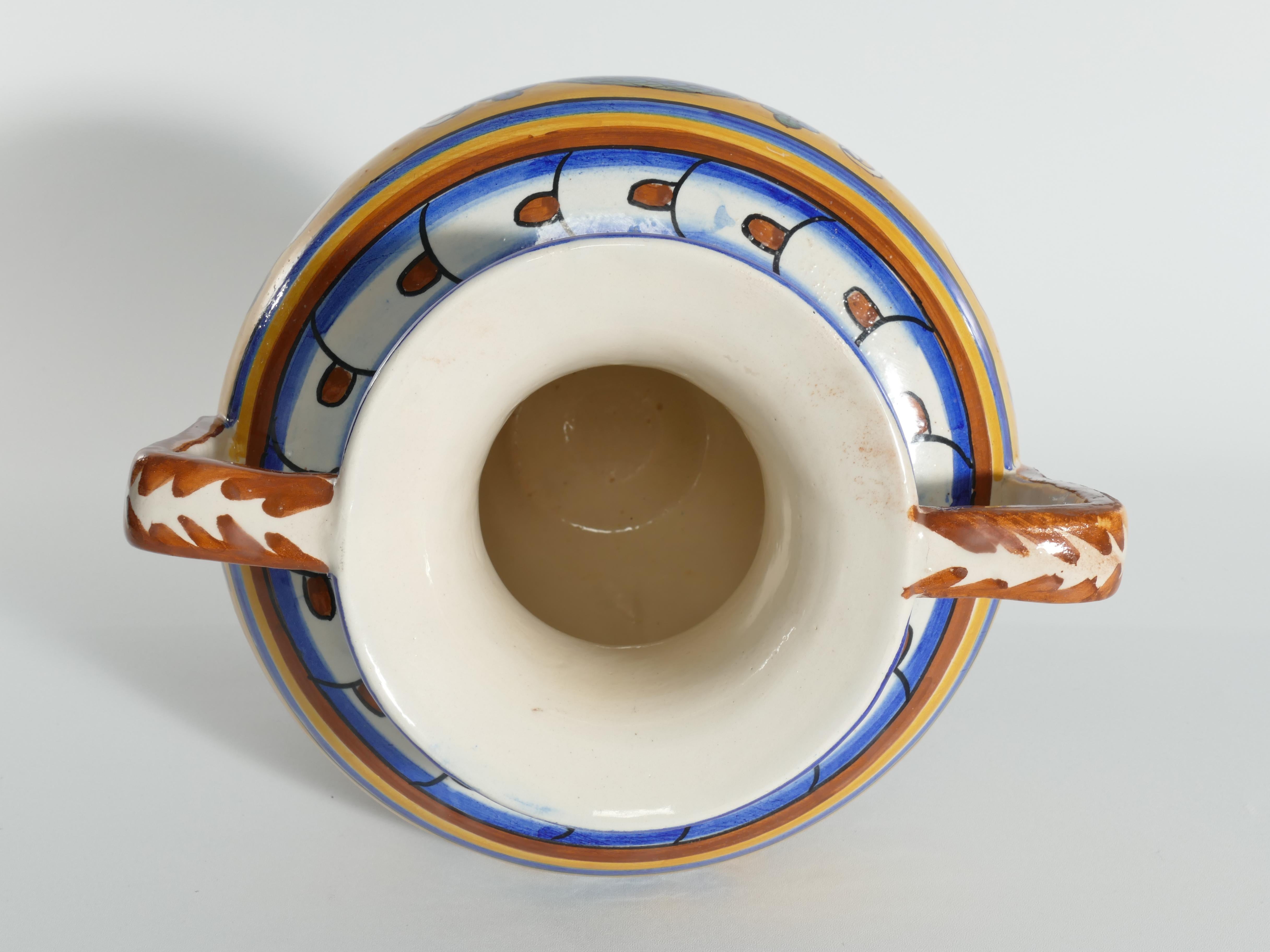 Renaissance Large Mediterranean Handpainted Polychromatic Ceramic Vases, Set of 2 For Sale