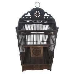 Grande cage à oiseaux vintage en métal