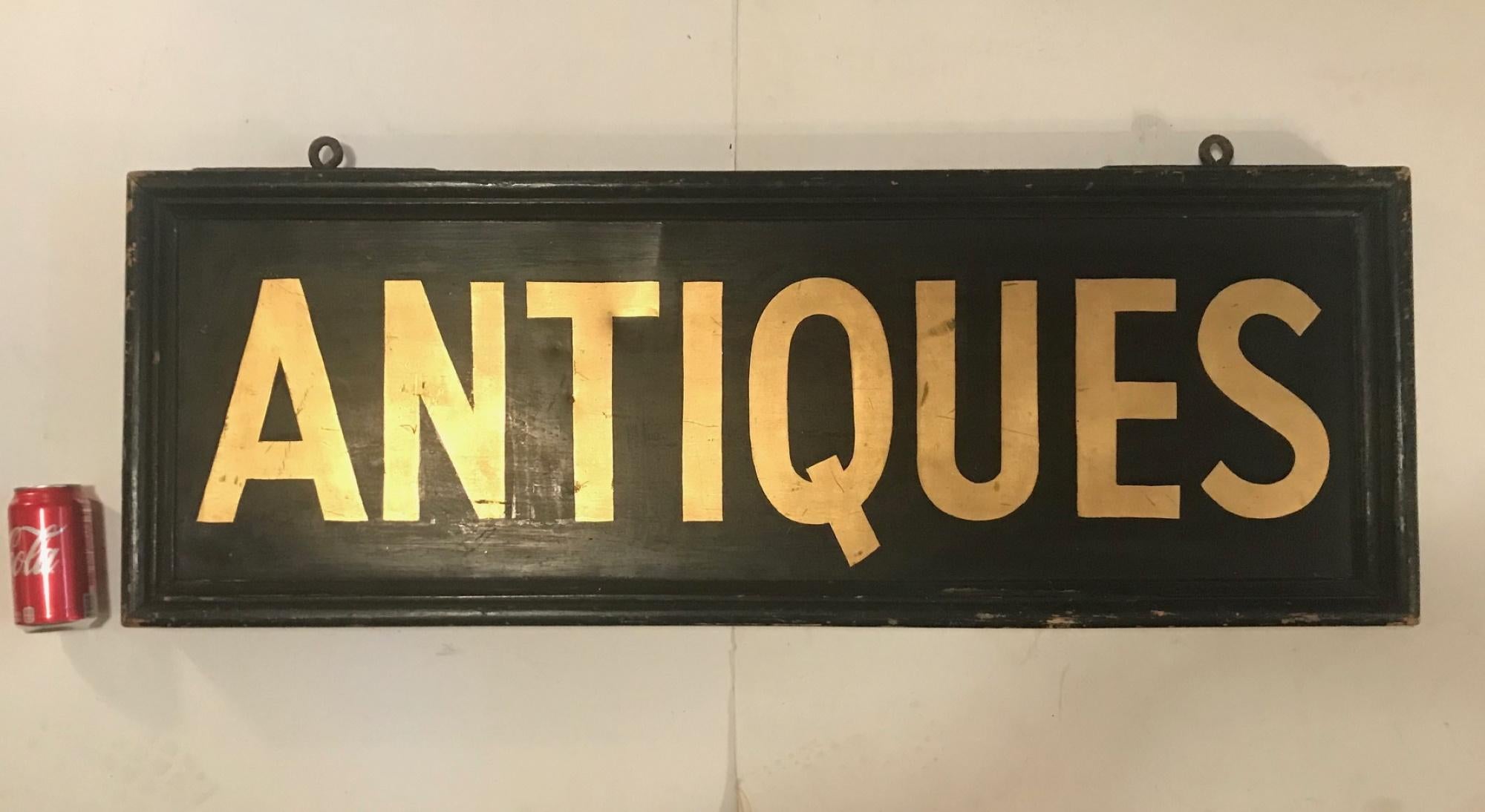 Large Vintage Metal Double Sided Original Hand Painted and Gold Leaf Trade Sign 2