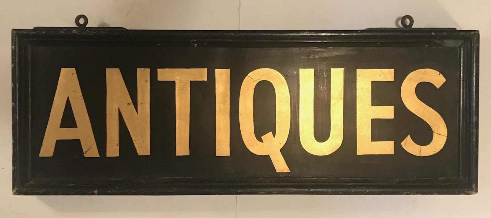 Large Vintage Metal Double Sided Original Hand Painted and Gold Leaf Trade Sign 3