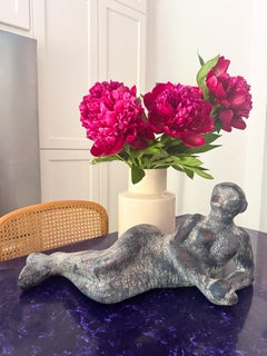 Large Vintage Mexican Modernist Reclining Female Figure Sculpture, Ceramic