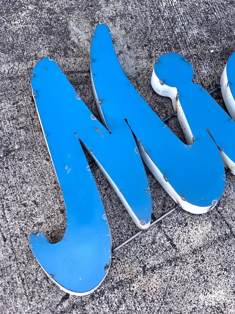 Large Vintage 'Miami Beach' Enamelled Metal Sign at 1stDibs