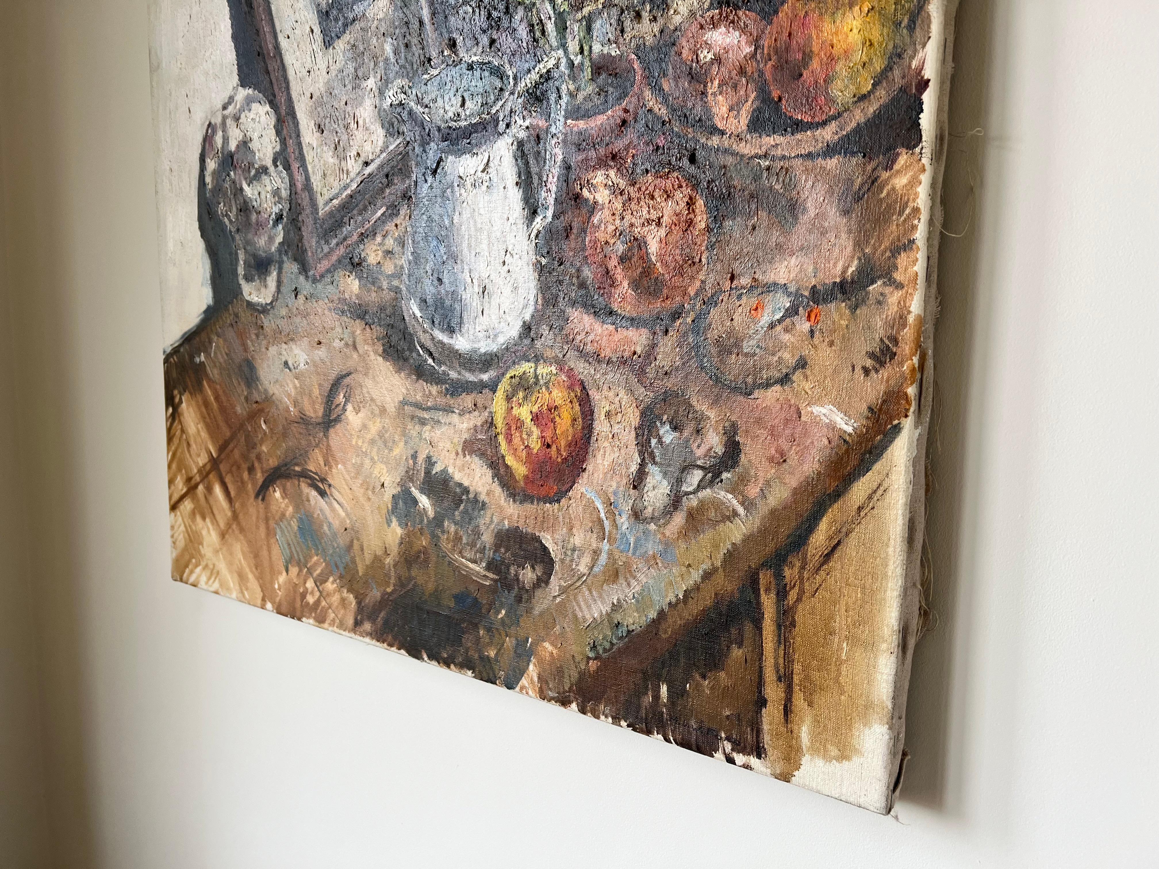 Grande quadro di natura morta d'epoca della metà del XX secolo, olio su tela, firmato in vendita 7