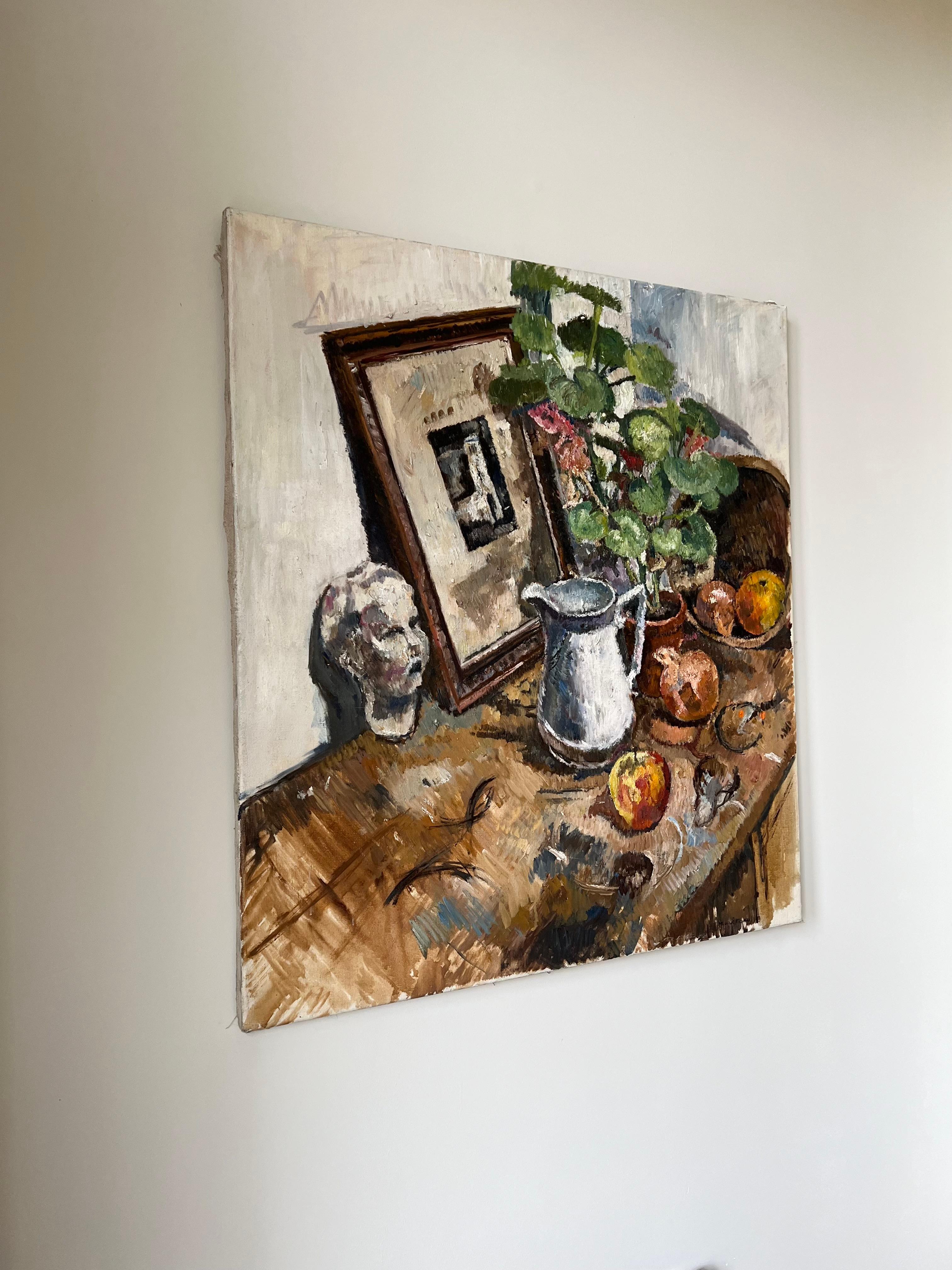 Grande quadro di natura morta d'epoca della metà del XX secolo, olio su tela, firmato In condizioni buone in vendita a Bristol, GB