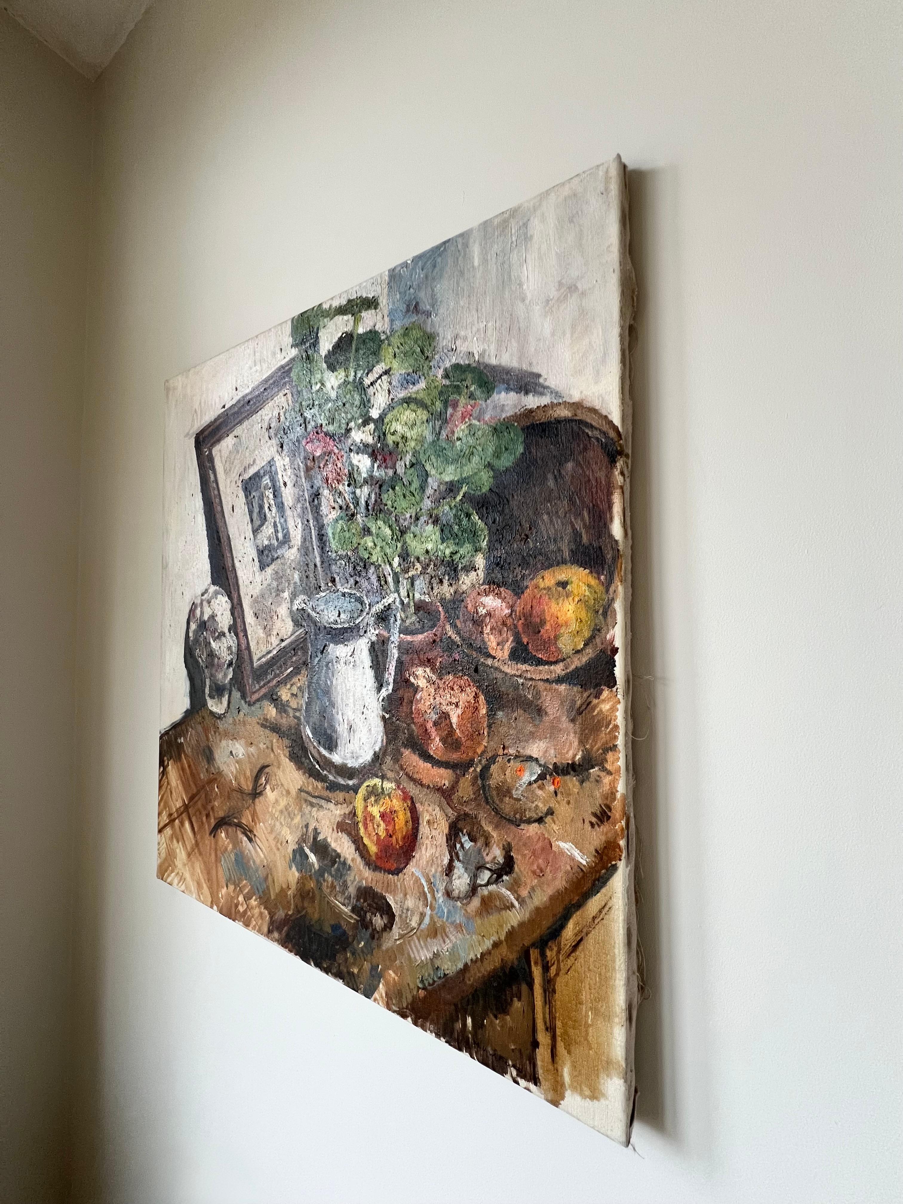 Grande quadro di natura morta d'epoca della metà del XX secolo, olio su tela, firmato in vendita 2