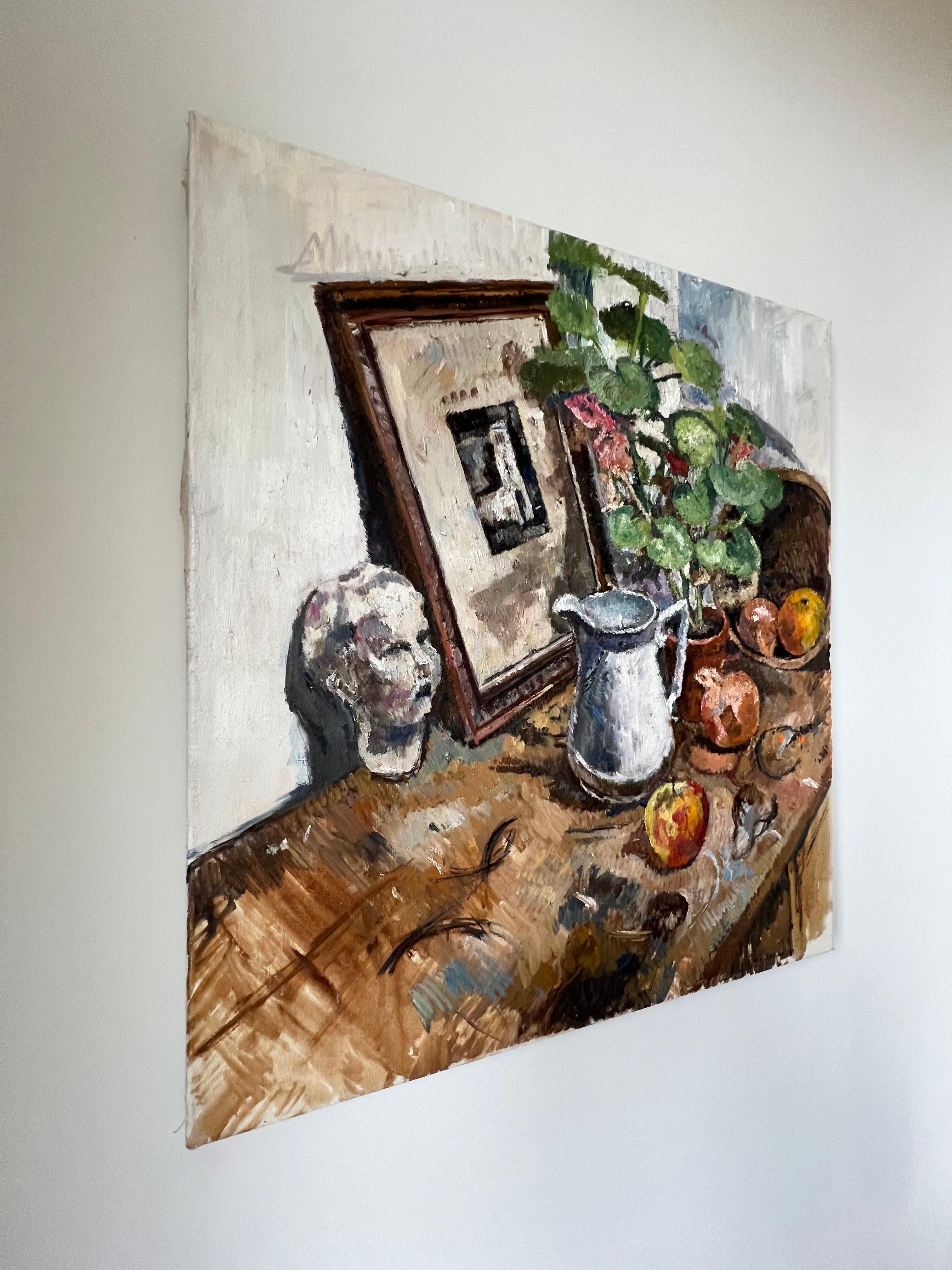 Grande quadro di natura morta d'epoca della metà del XX secolo, olio su tela, firmato in vendita 3