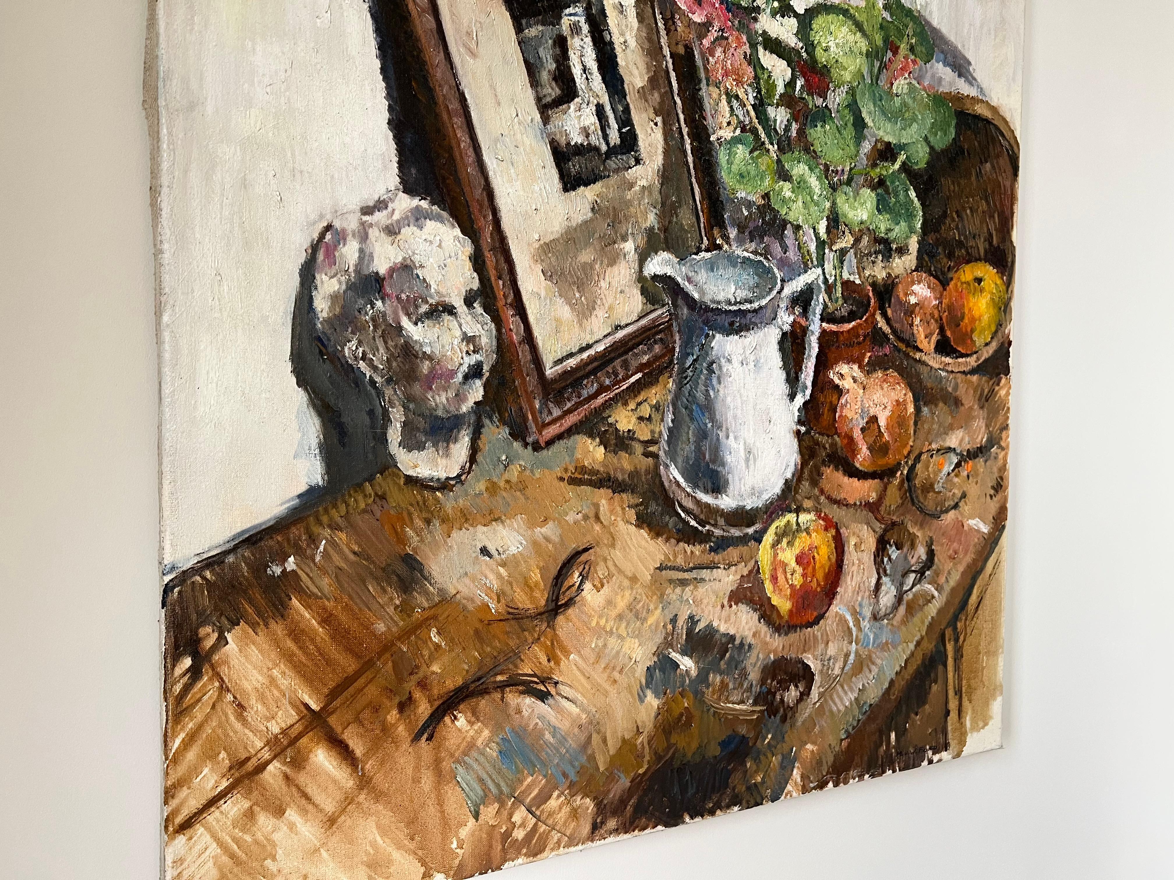 Grande quadro di natura morta d'epoca della metà del XX secolo, olio su tela, firmato in vendita 4