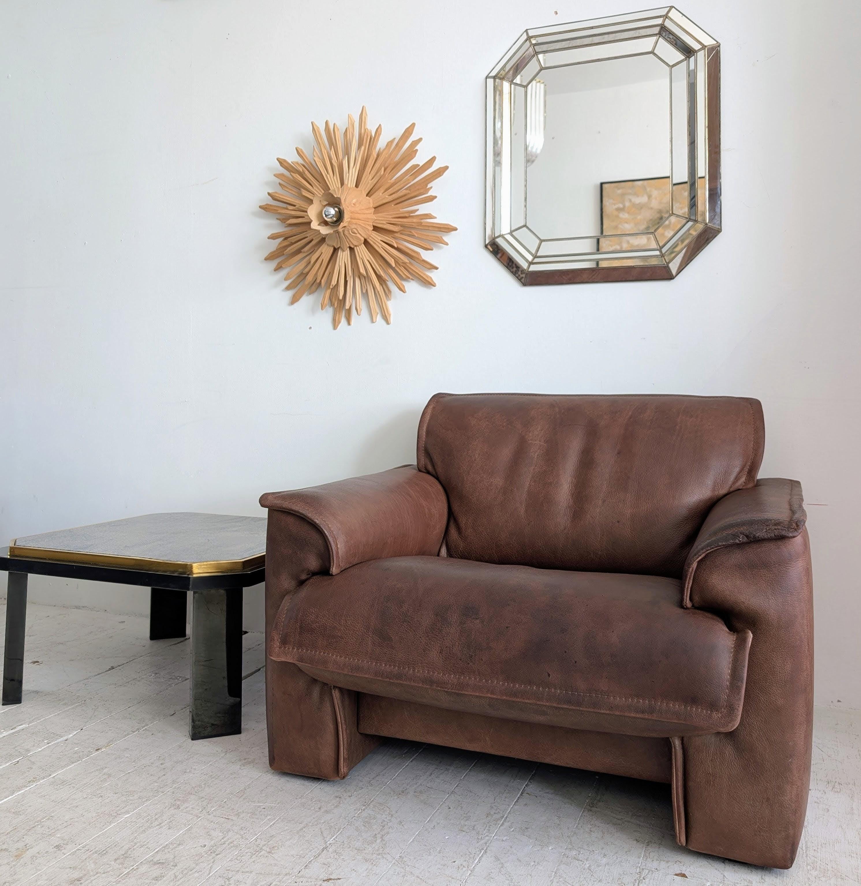 20ième siècle Grand fauteuil vintage en cuir de buffle du milieu du siècle par Leolux, Hollande, années 1970 en vente