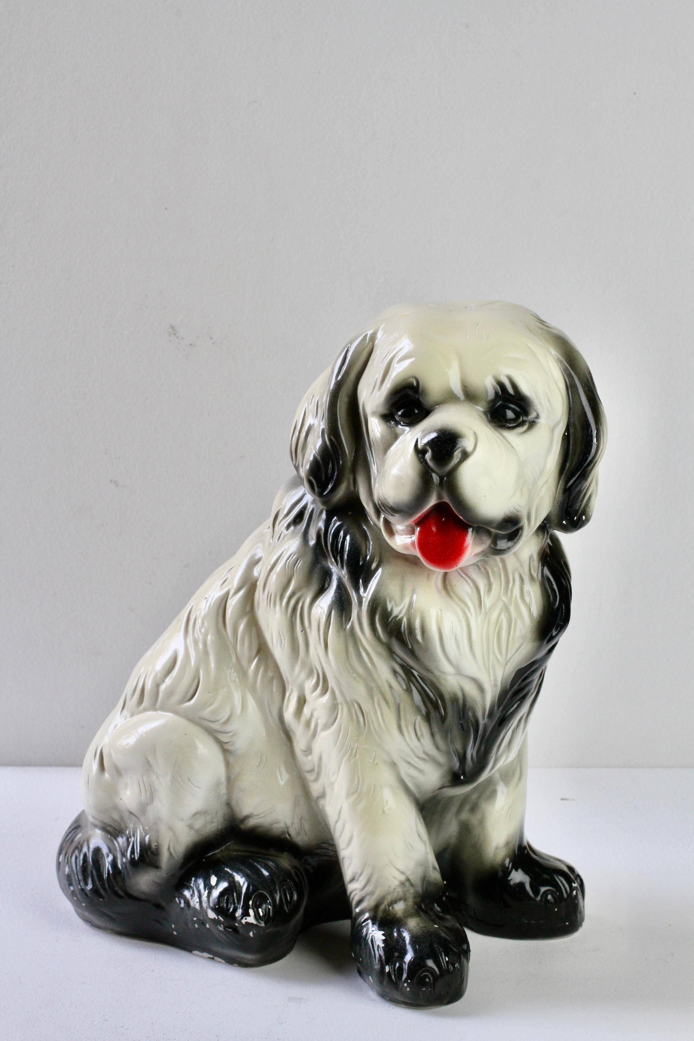 Grande scultura di cane San Bernardo in ceramica smaltata della metà del secolo scorso, circa 1960 in vendita 4