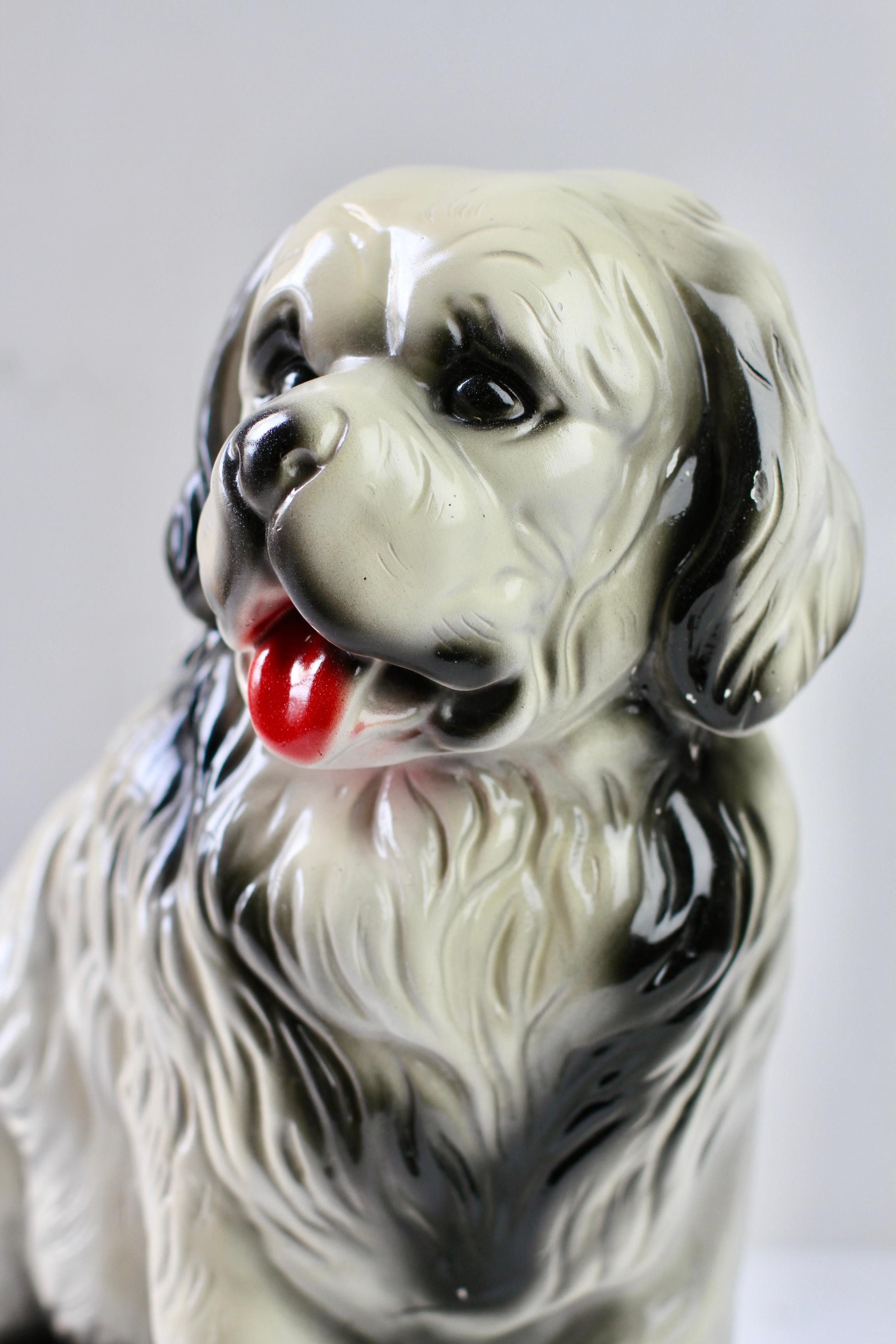 Grande scultura di cane San Bernardo in ceramica smaltata della metà del secolo scorso, circa 1960 in vendita 7