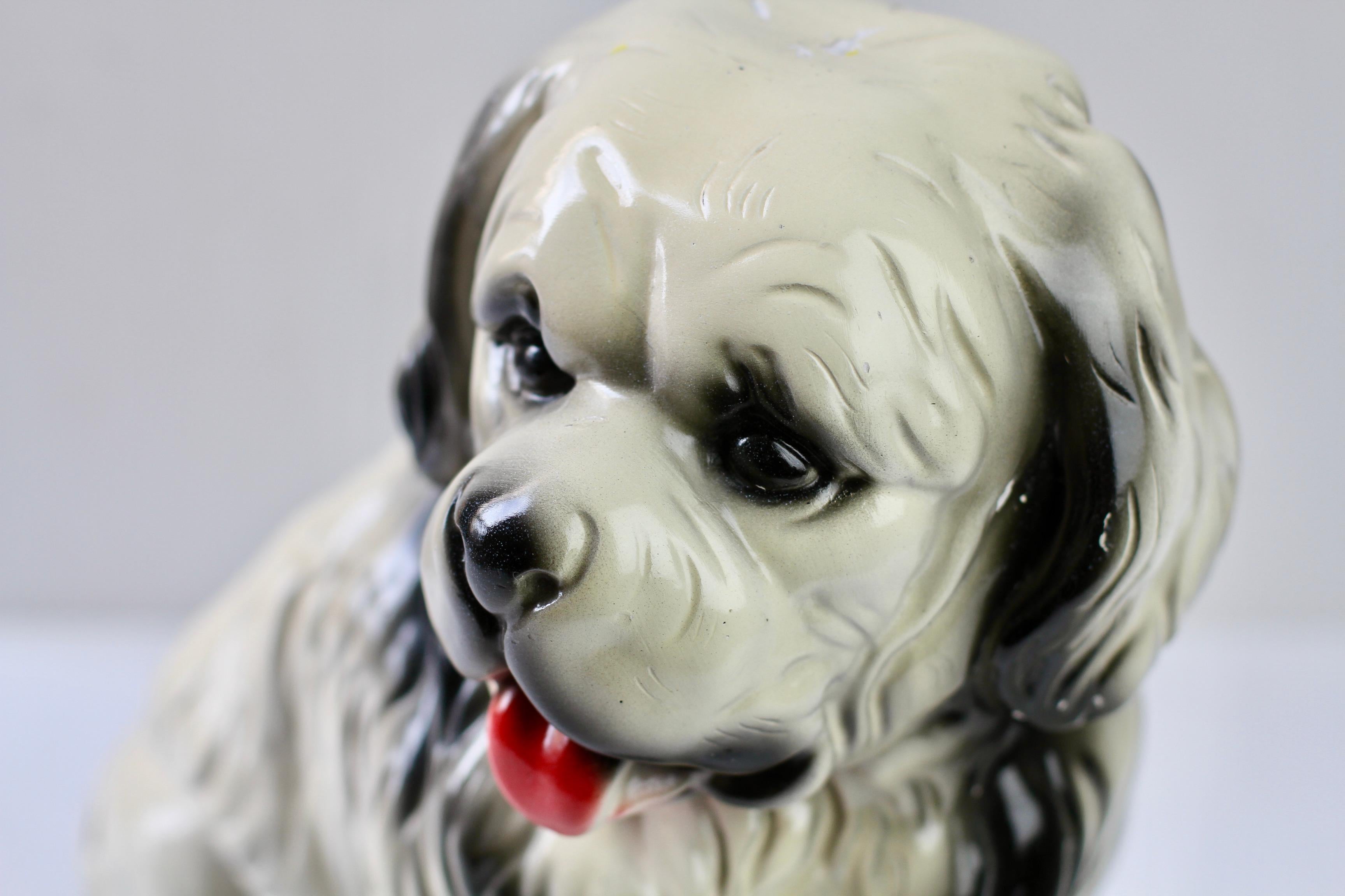 Grande scultura di cane San Bernardo in ceramica smaltata della metà del secolo scorso, circa 1960 in vendita 8