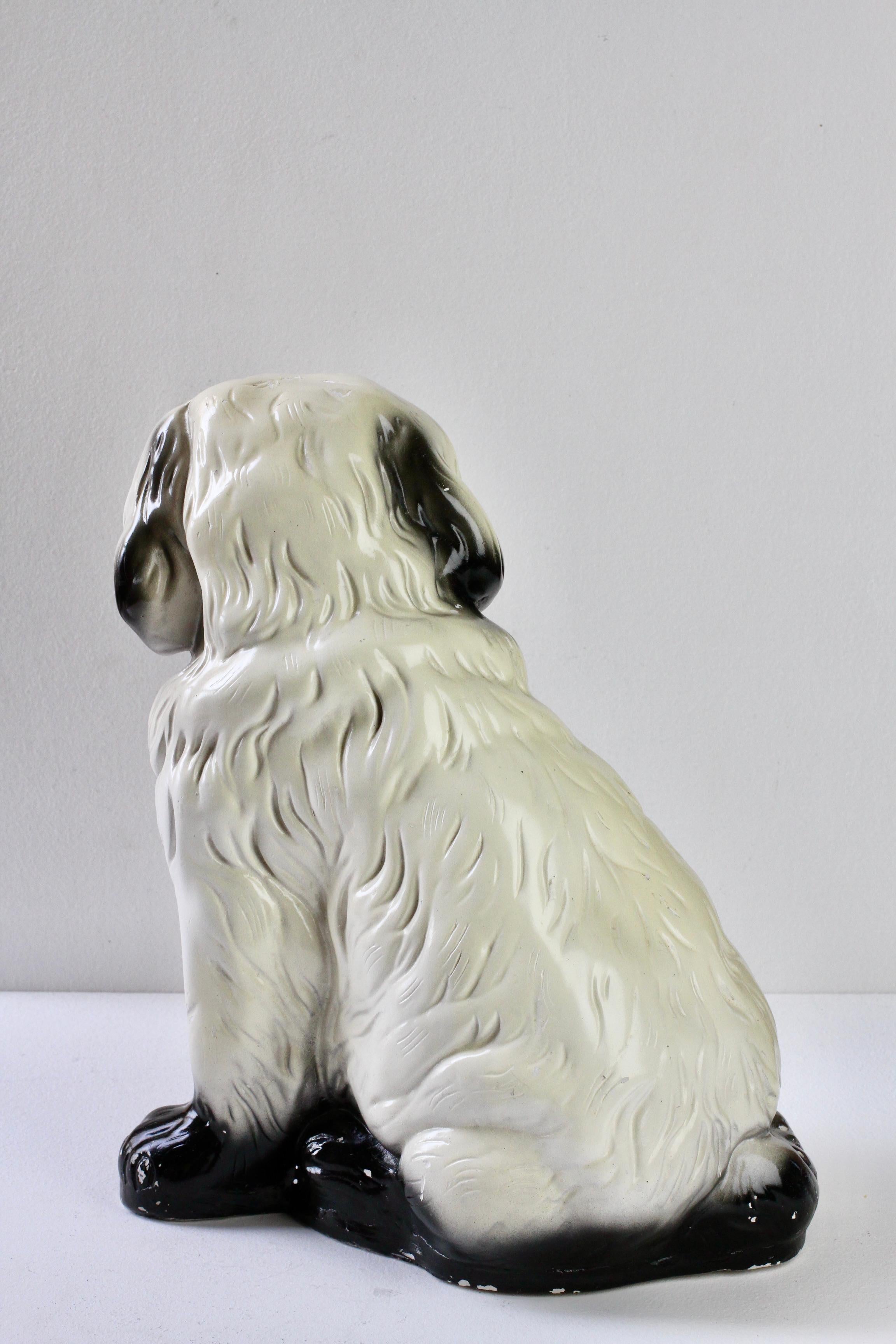 Terracotta Grande scultura di cane San Bernardo in ceramica smaltata della metà del secolo scorso, circa 1960 in vendita