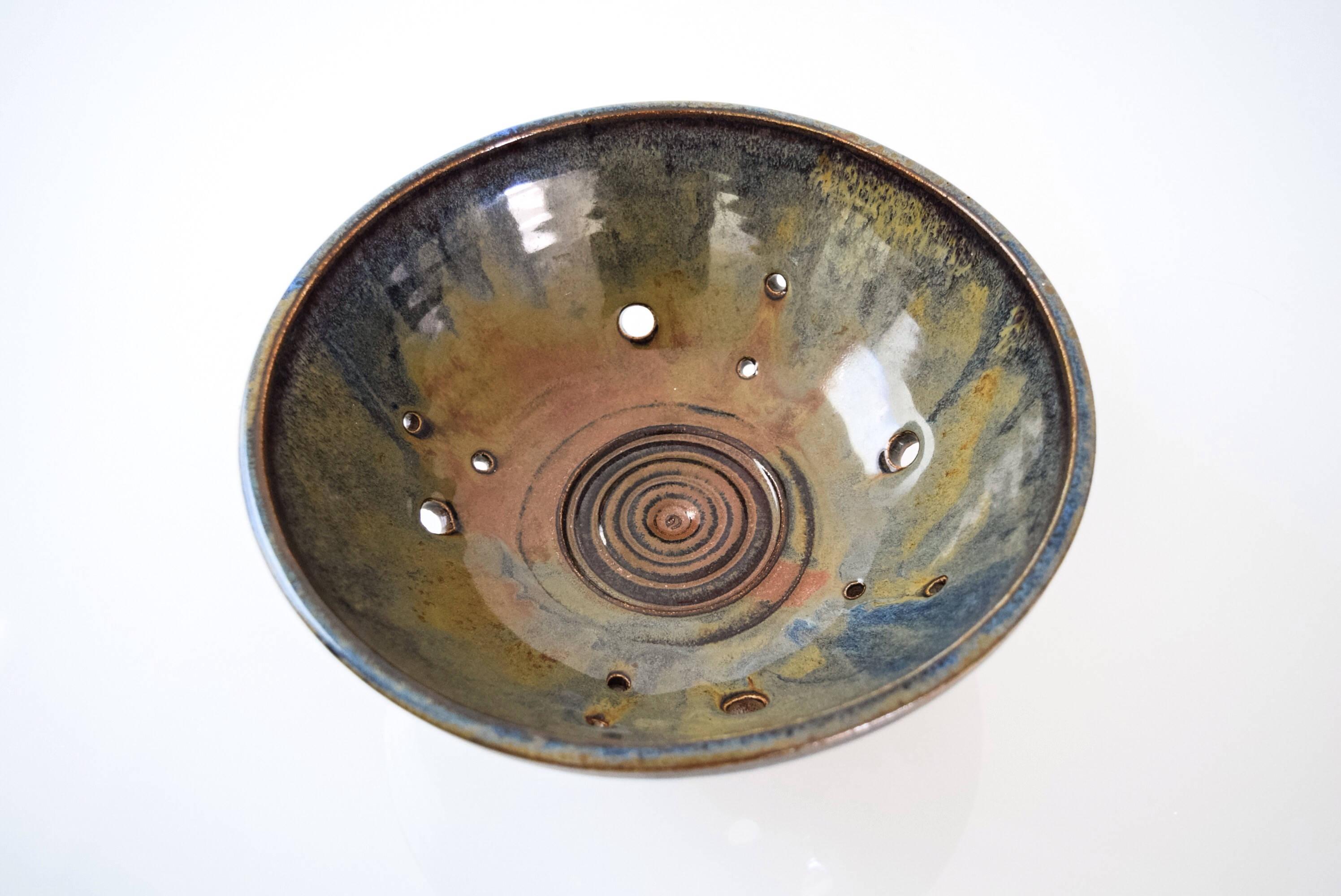 Mid-Century Modern Large Vintage Midcentury Handmade Ceramic Decorative Bowl For Sale