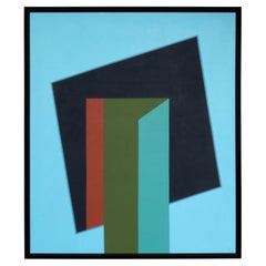 Large Vintage Mid Century Hard Edge Abstract Painting