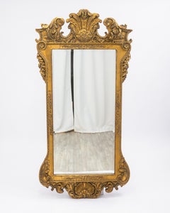 Large Vintage Mid Century Italian Gilded Wood Frame Oyster Accent Mirror